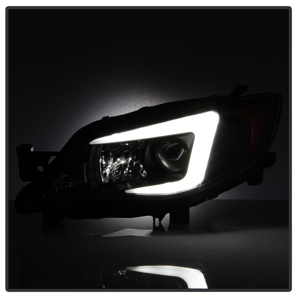 High-Performance LED Tube DRL Headlights for Subaru Impreza WRX 2008-2014 - Black/Clear Lens - Upgrade Your Ride with Bright Daytime Running Lights