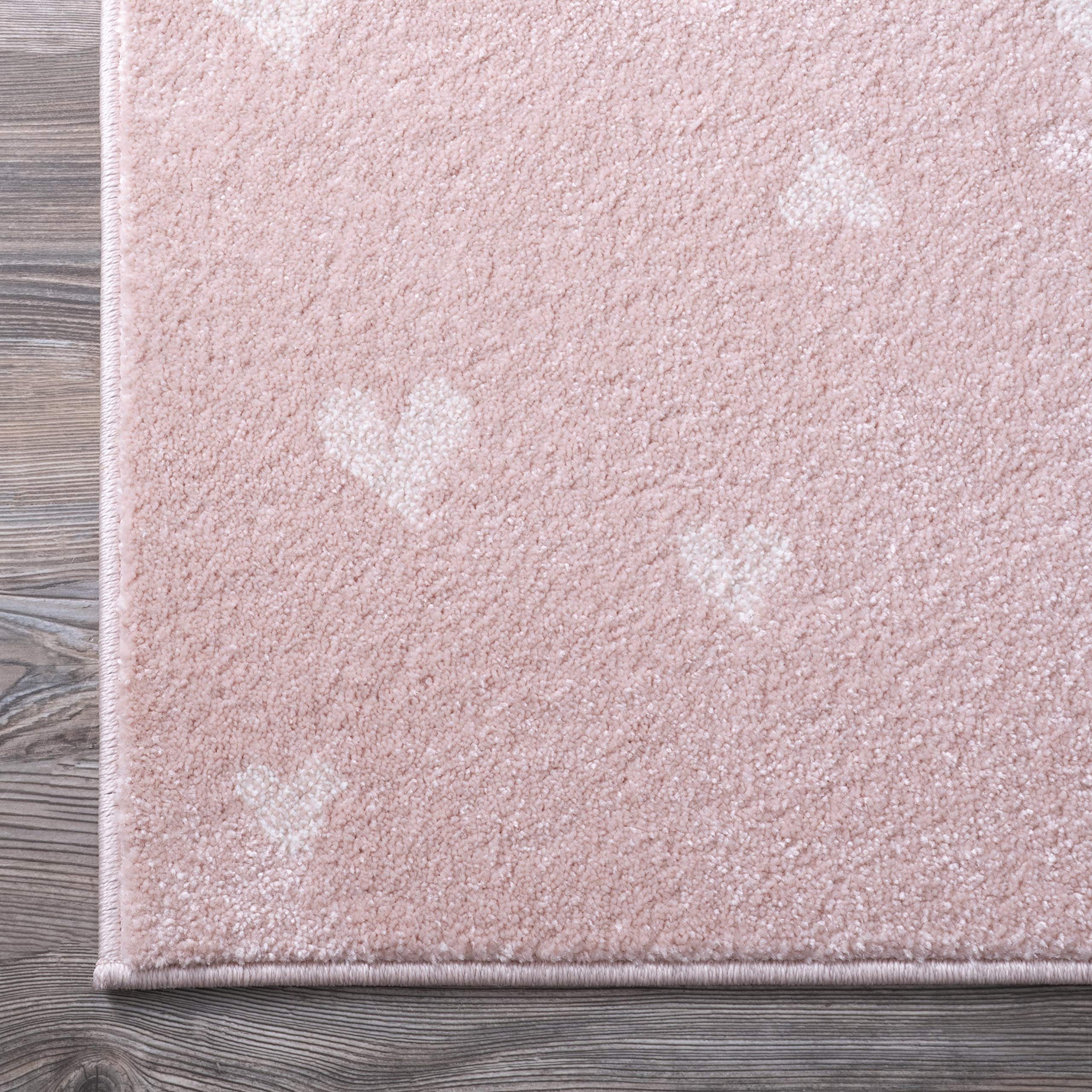 nuLOOM Harlee Kids Bear Nursery or Playroom Area Rug, 7x9 Feet, Soft Pink - Perfect for Baby Room Decor, Toddler Play Mat, and Children's Bedroom Floor Covering