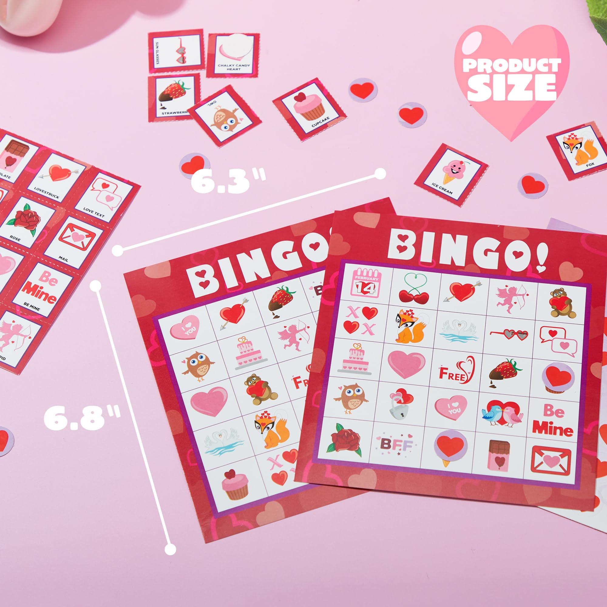 Valentine's Day Bingo Game Cards for Kids Party & Classroom Fun