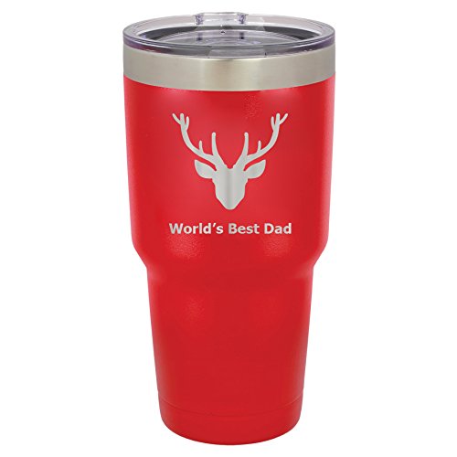 Personalized 30 Oz Stainless Steel Tumbler - Custom Engraved Insulated Cup for Dad, Birthday Gift, Anniversary Present - Red Vacuum Insulated Travel Mug for Coffee, Tea & Cold Drinks - Perfect for Office, Gym & Outdoor Activities