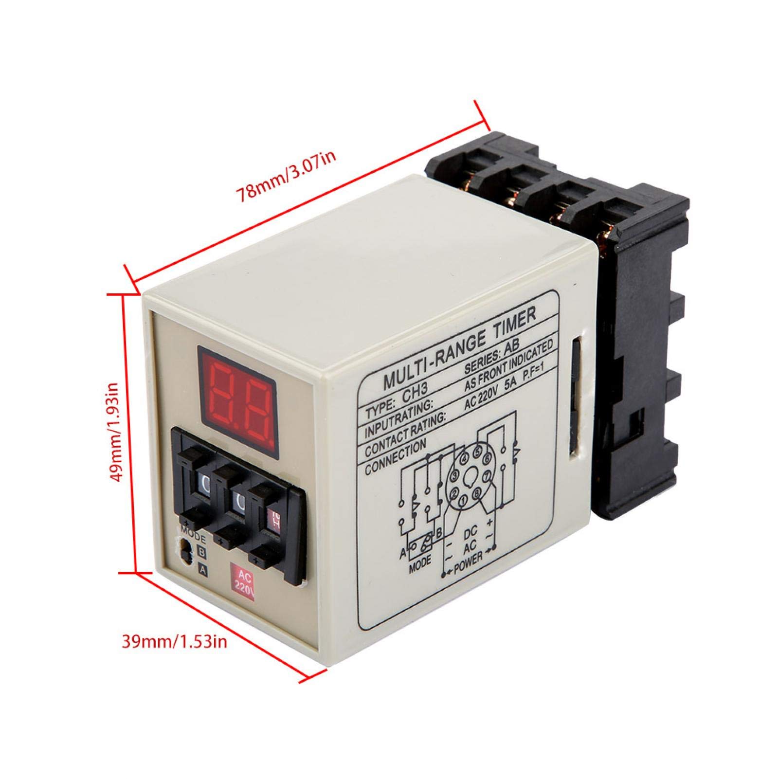 5A Digital Timer Relay with Delay Function - 24V Medium Power AH3-DM for Communication & Automated Control Circuits (AC220V) - Ideal for Industrial Automation, HVAC Systems, and Smart Home Applications
