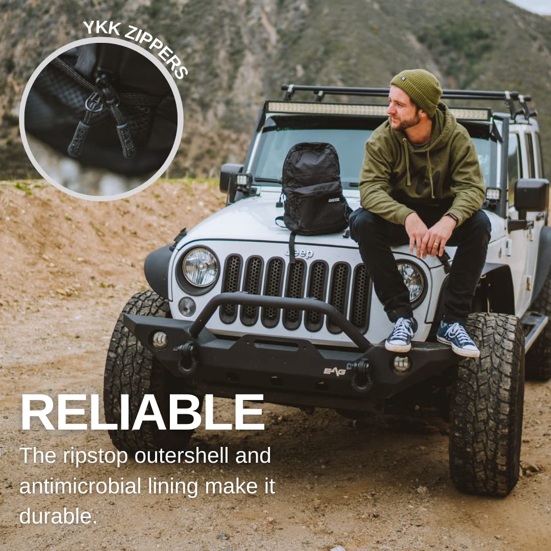 The Ridge Packable Backpack - 15L Lightweight Foldable Hiking Backpack for Men & Women | Water-Resistant Travel Daypack for Camping, Hiking, Commuting & Outdoor Adventures