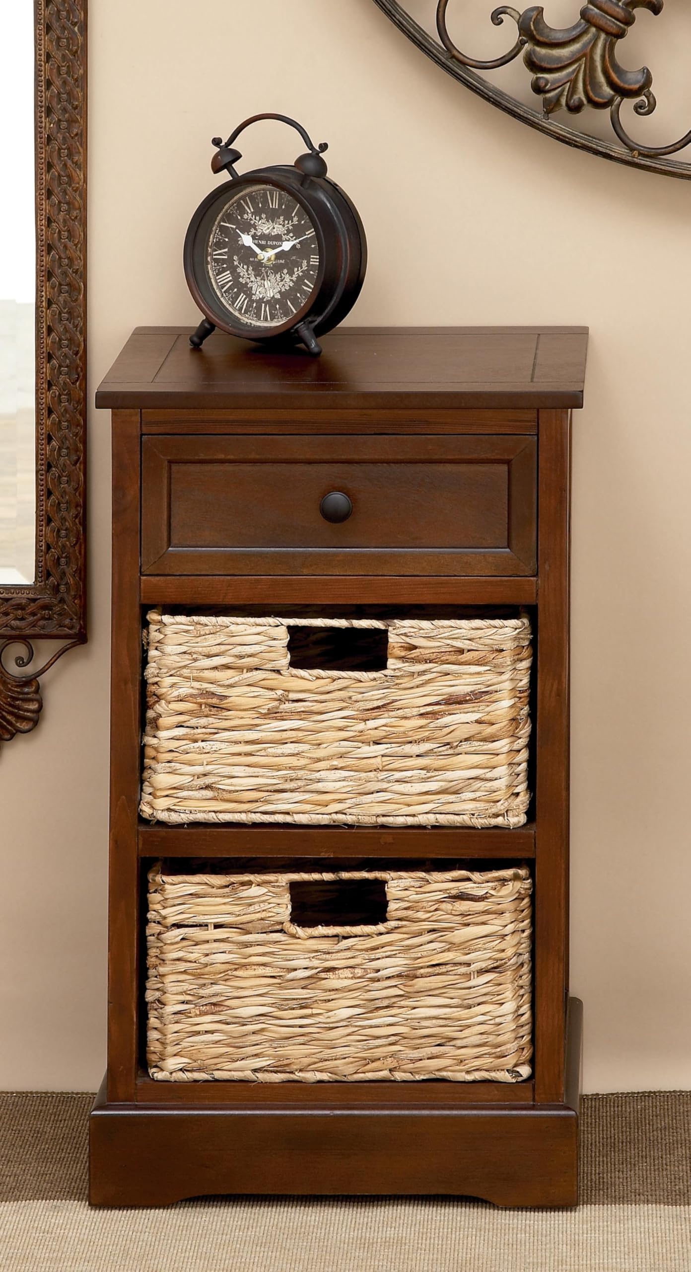 Deco 79 Wooden Storage Organizer with 2 Baskets & 1 Drawer - 16