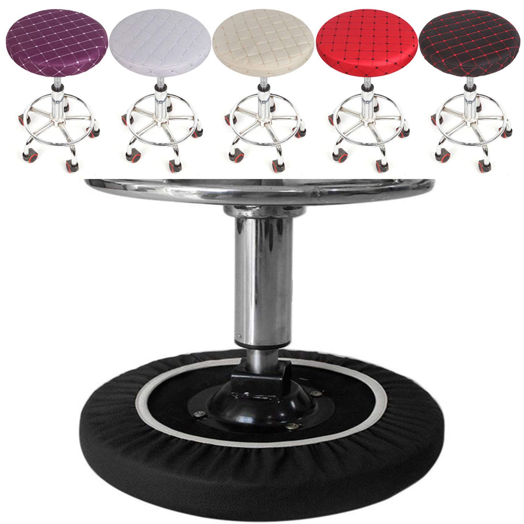 KKONION Stretch Removable Round Chair Cover - Spandex Elastic Bar Stool Slipcover - Universal Dustproof Seat Cushion Cover for Dining, Kitchen, Office & Patio Furniture Protection