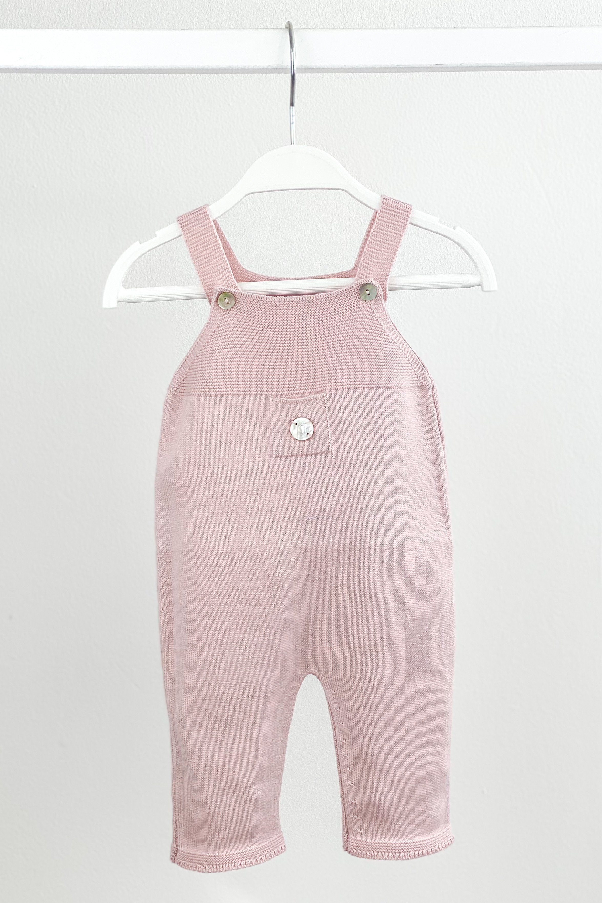 Classic Knitted Dungarees for Women - Soft Pale Rose Overalls, Comfortable Stretch Denim Jumpsuit - Perfect for Casual Wear, Weekend Outings & Boho Fashion