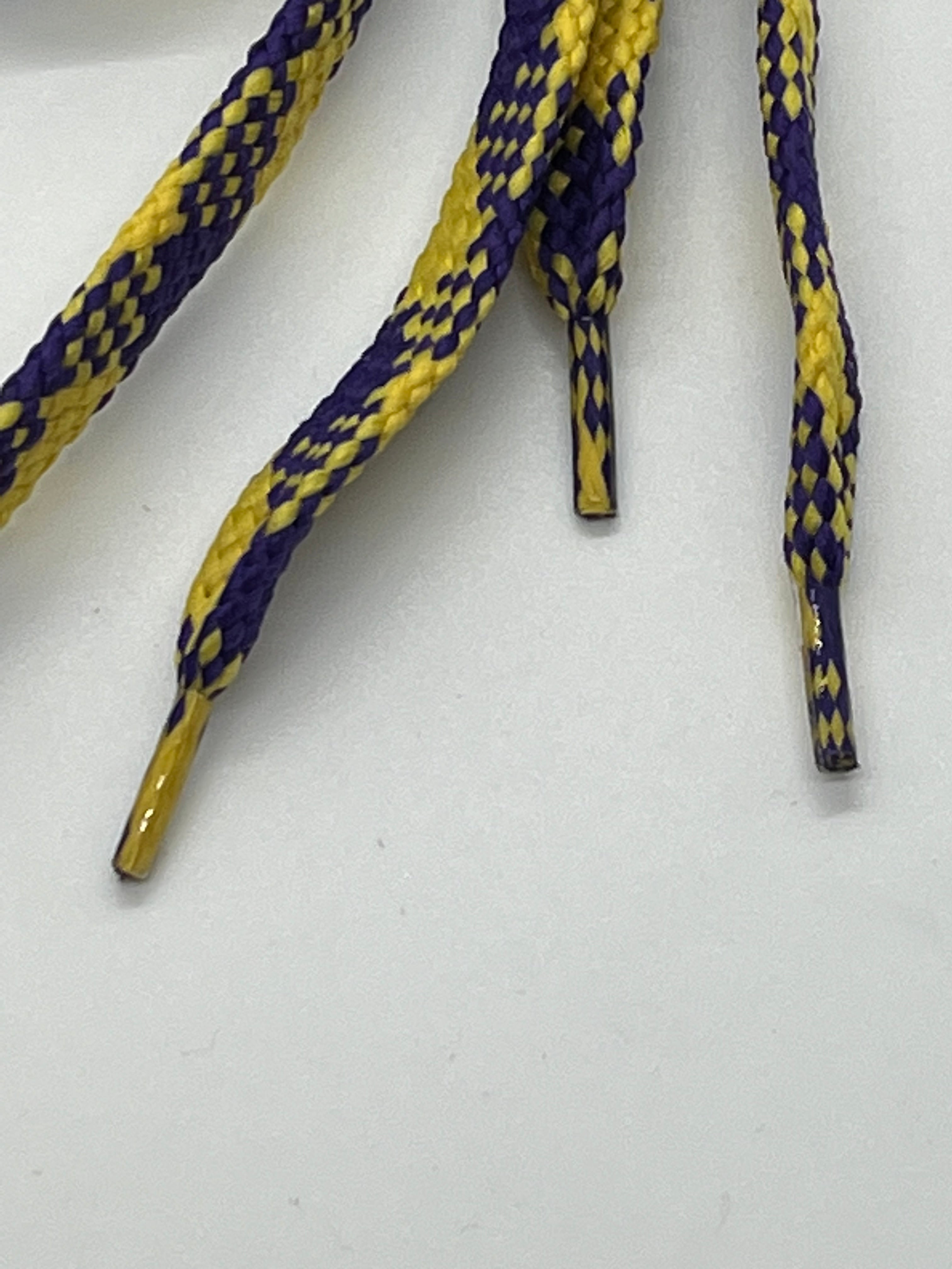 Flat Argyle Shoelaces - Purple & Yellow Diamond Pattern Laces for Sneakers, Dress Shoes & Casual Footwear | Durable & Stylish Shoelaces for Men & Women