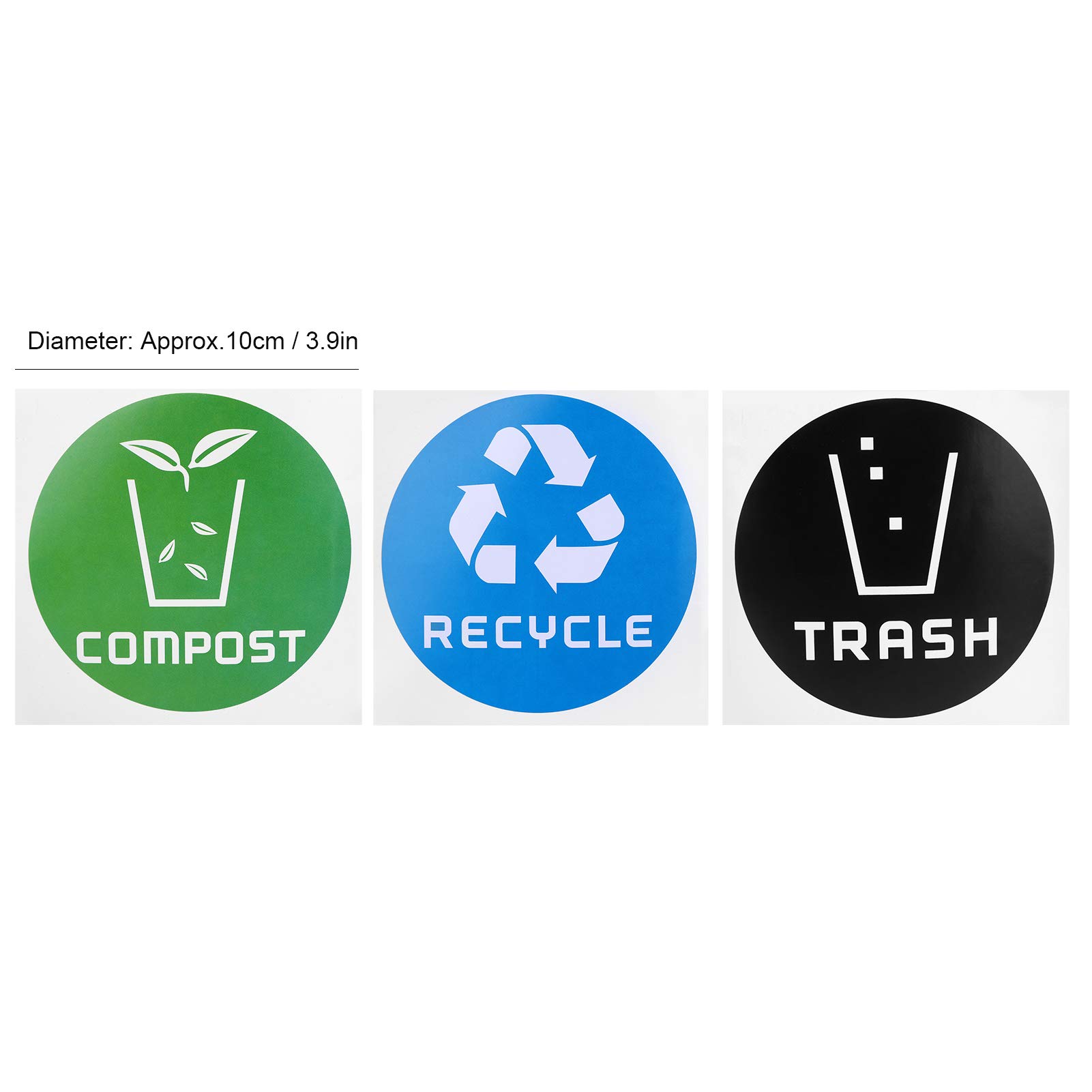 60Pcs Recycle Stickers for Trash Cans - Round Compost & Waste Sorting Labels - Waterproof Decals for Garbage Bins, Recycling Containers & Home/Office Use - Perfect for Kitchen, Bathroom & Outdoor Waste Management