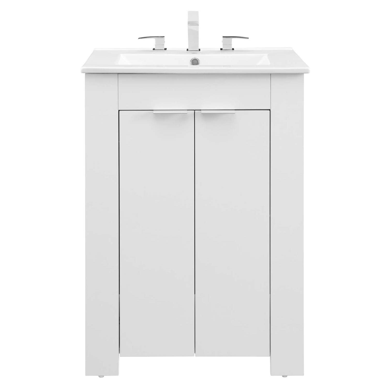 Modway Maybelle 24-Inch Bathroom Vanity in White - Modern Sink Cabinet with Storage for Small Bathrooms & Powder Rooms