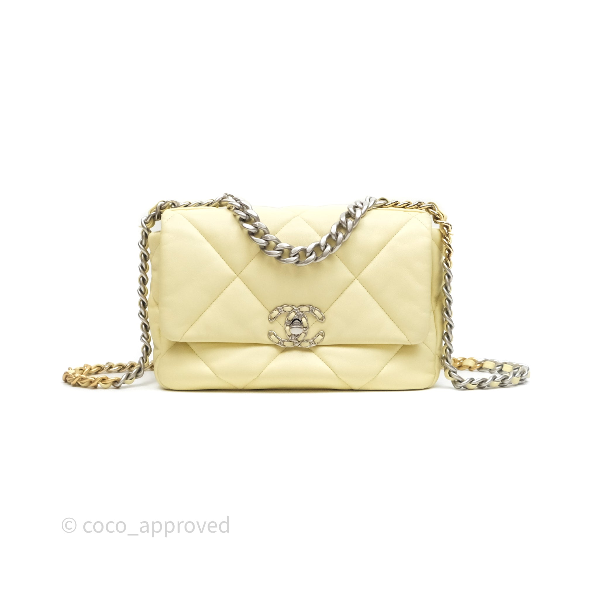 Chanel 19 Small Handbag in Light Yellow with Mixed Hardware - Luxury Crossbody Bag for Women, Perfect for Date Night & Special Occasions