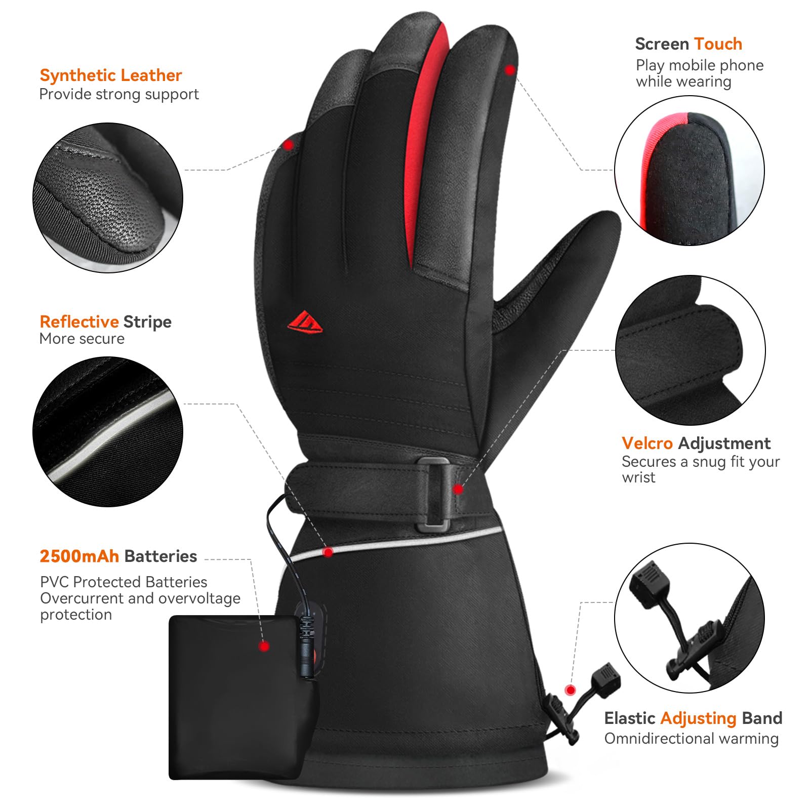 SabotHeat 11.1V Fast Boosted Heated Gloves for Men & Women - Touchscreen Winter Gloves for Extreme Cold Weather, Perfect for Snow Work, Skiing, Running & Outdoor Activities | Great Christmas Gift Idea for Him & Her | Stay Warm During Winter Sports, Commuting & Outdoor Adventures