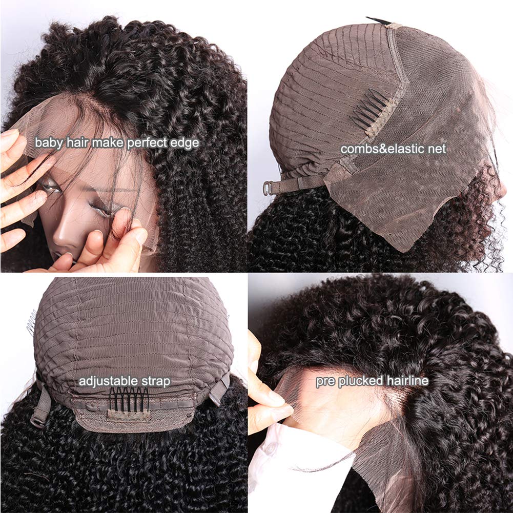VIPbeauty Afro Kinky Curly Human Hair Wig 13x4 HD Lace Front Wigs - Brazilian Virgin Human Hair Lace Frontal Wig for Women - 180% Density Pre-Plucked with Baby Hair - Natural Color (22 Inch) - Perfect for Daily Wear, Parties, and Special Occasions