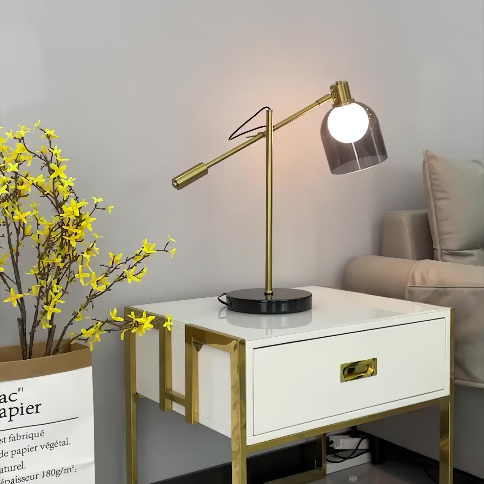 Modern Nyos Table Lamp - Stylish LED Bedside Lamp for Bedroom, Living Room & Office - Adjustable Brightness & Warm White Light - Perfect for Reading, Working & Relaxing