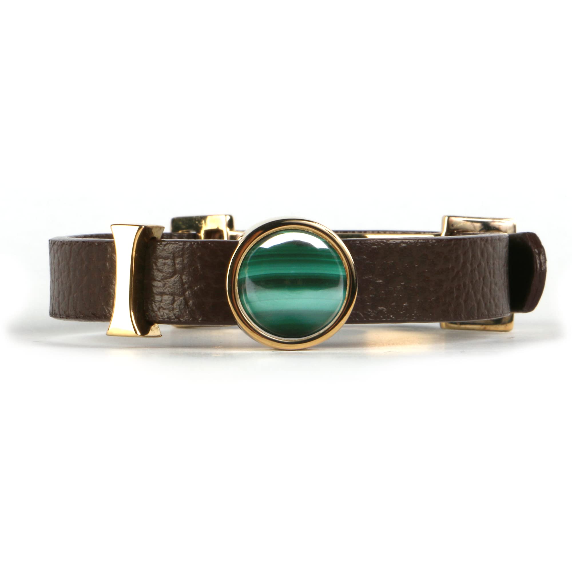 Genuine Leather Handmade Malachite Bracelet with Adjustable Buckle - 925 Silver Wrap Cuff Bracelet for Men & Women | Natural Stone Jewelry Gift for Birthday, Anniversary | Perfect for Casual Wear, Office & Special Occasions