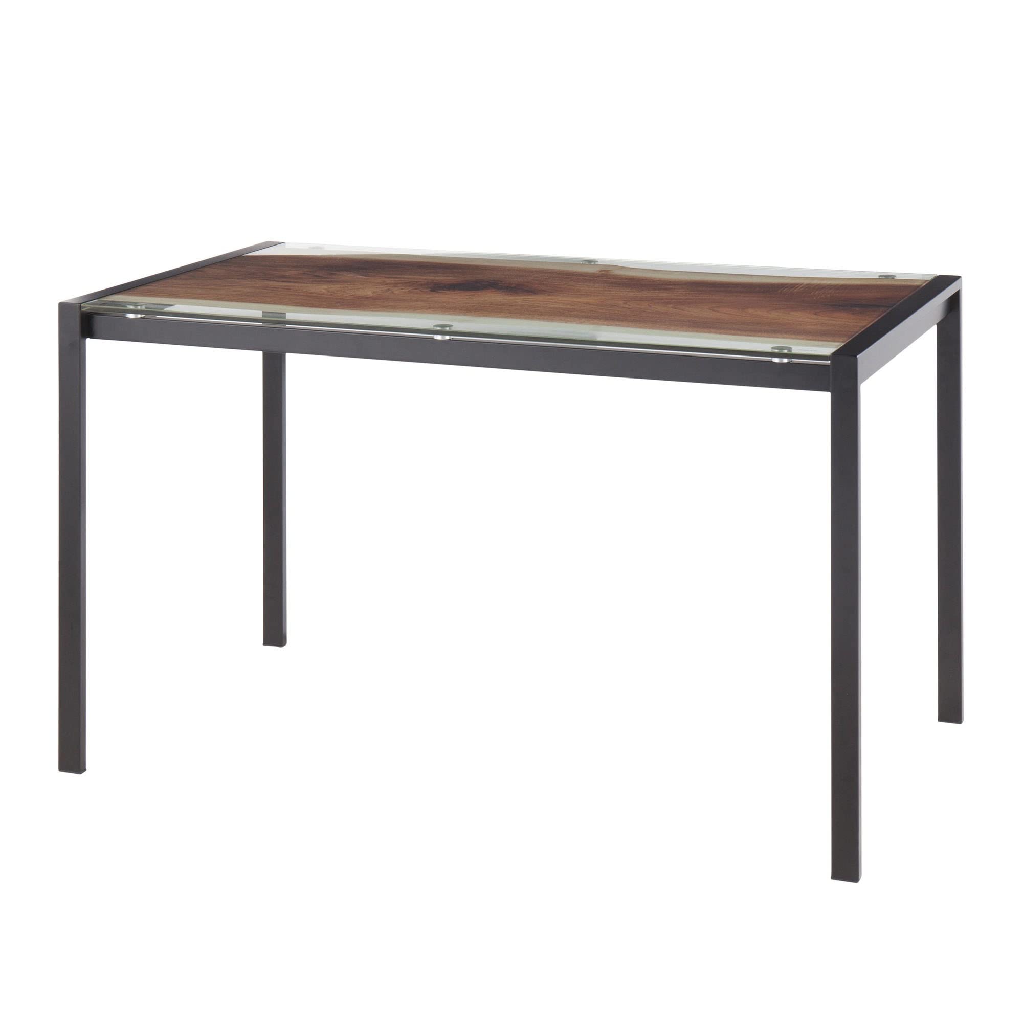 LumiSource Live Edge Dining Table - 6 Person Small Rectangle Kitchen Table for Breakfast Nook & Compact Spaces | Rustic Wooden Dinette Set for Apartments & Cozy Homes