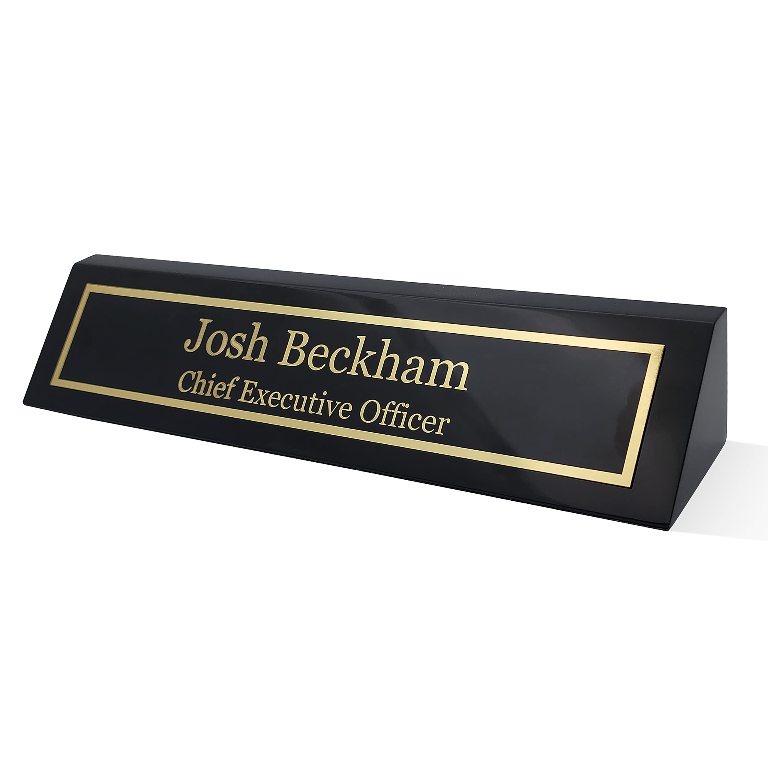 Custom Engraved Wood Name Plate for Desk - Personalized Office Name Sign with Elegant Black Piano Finish (2x10 Inches) | Perfect Desk Nameplate Gift for Professionals, Executive Office Decor & Home Office Accessories