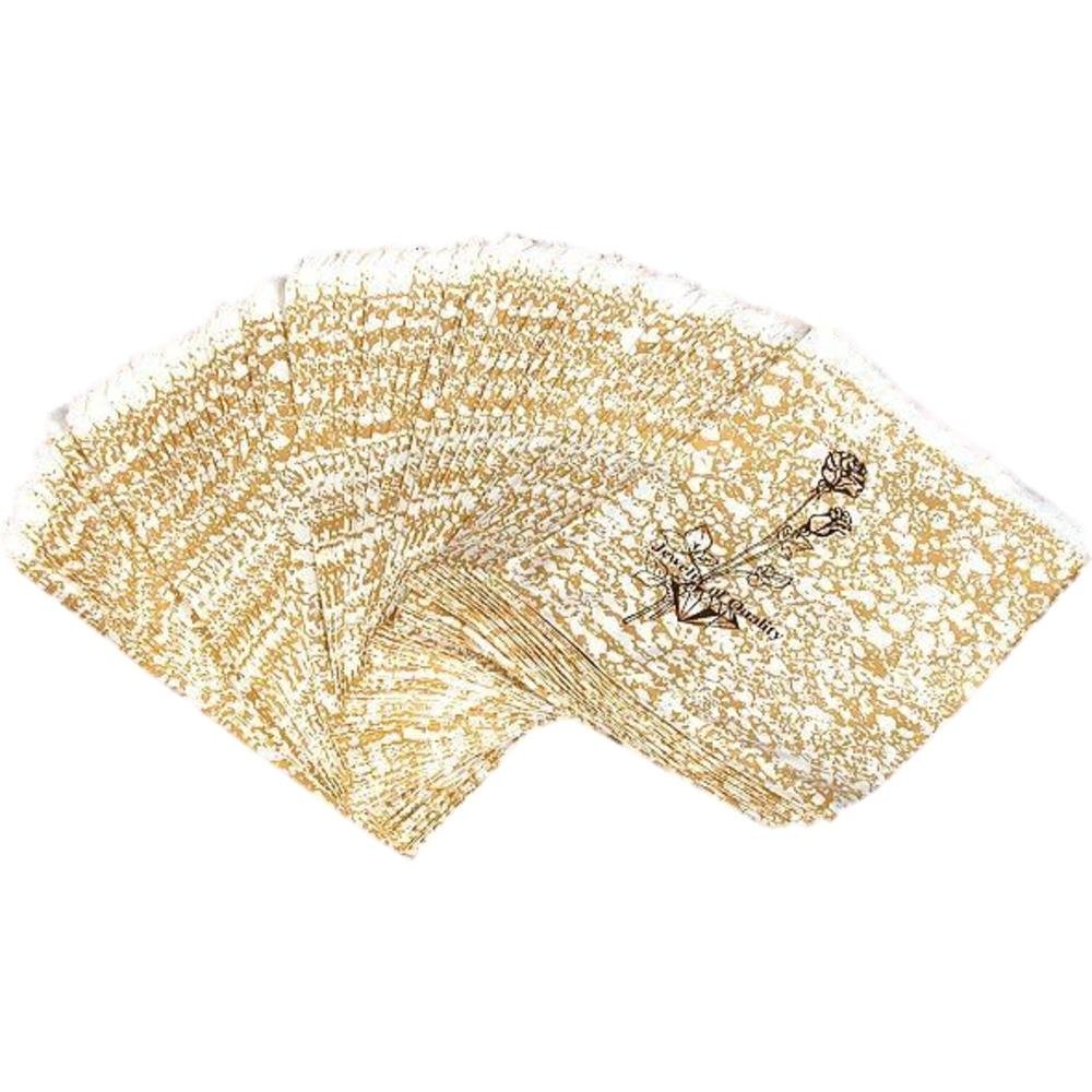 FindingKing 100 Gold Paper Gift Bags 5x7 Inches - Elegant Shopping Tote Bags for Parties, Weddings, Birthdays & Retail Packaging | Bulk Wholesale for Events & Stores