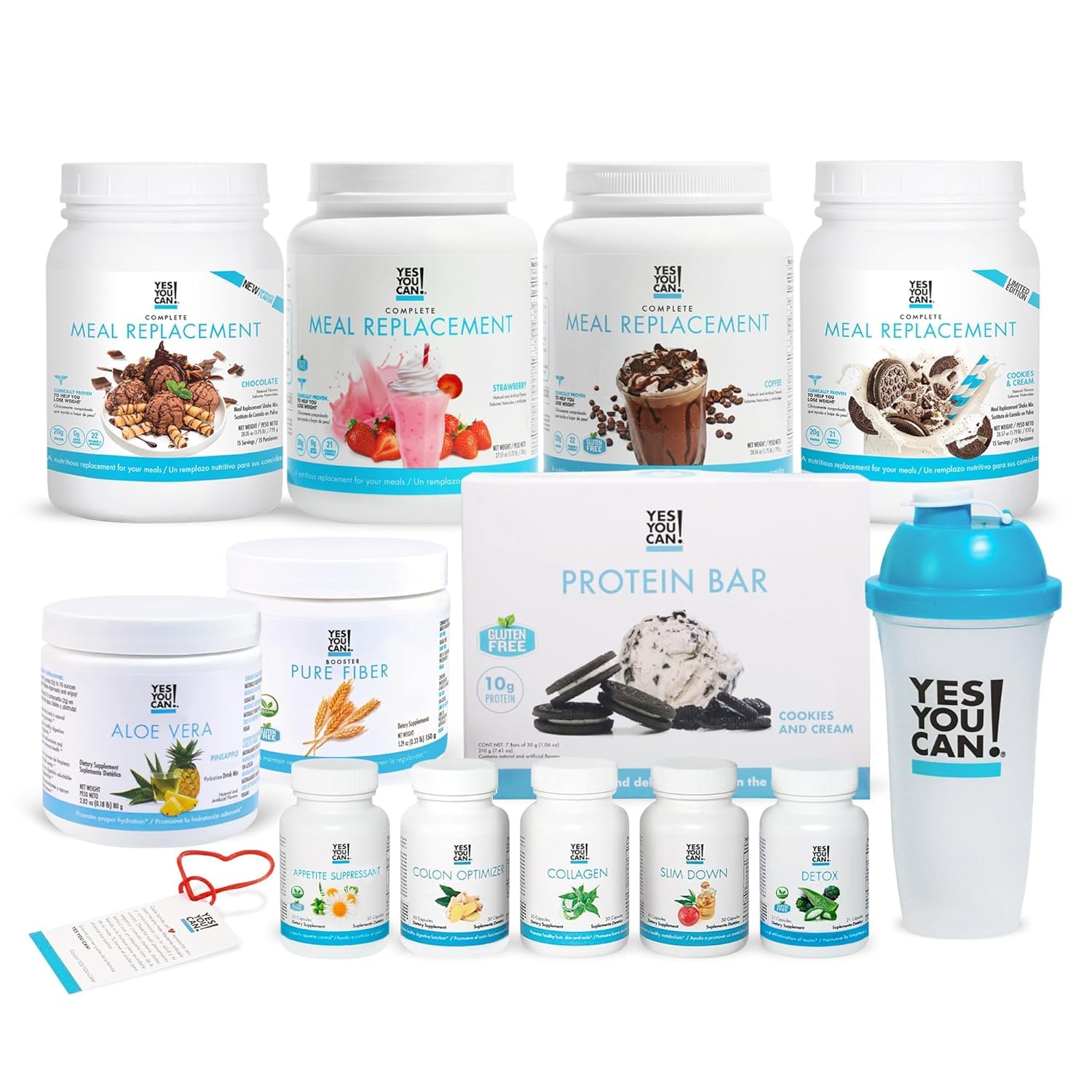 Yes You Can! Complete Wellness Kit with Meal Replacement Shakes, Aloe Vera Drink Mix, Fiber Shake Mixer & Protein Snacks - Weight Management & Energy Boost for Busy Lifestyles | Perfect for Office, Gym & On-the-Go Nutrition