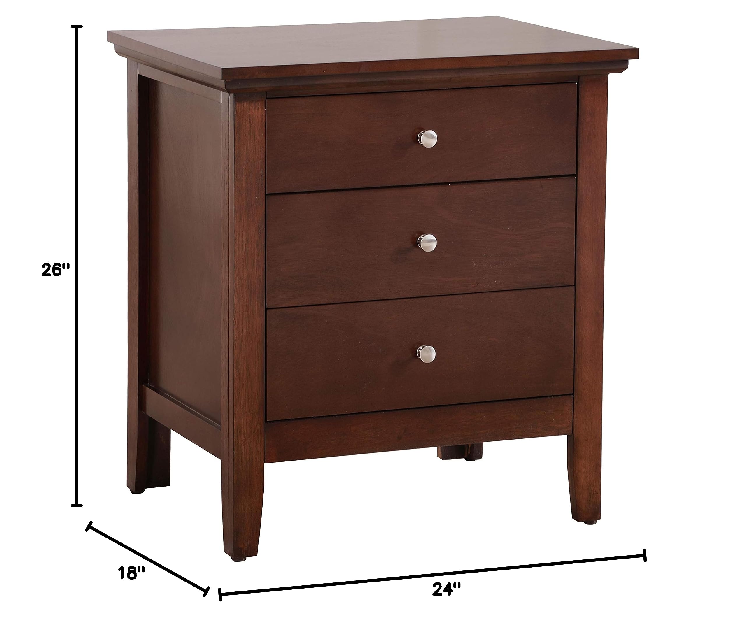 Glory Furniture Hammond 3 Drawer Nightstand in Cappuccino Finish - Modern Bedside Table for Bedroom, Living Room & Guest Room Storage