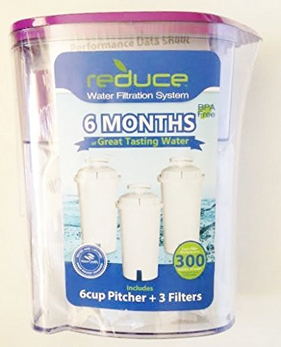 6-Cup Water Filter Pitcher with 3 Replacement Filters - BPA-Free Purple Pitcher for Clean Drinking Water | Perfect for Home, Office & Travel Use