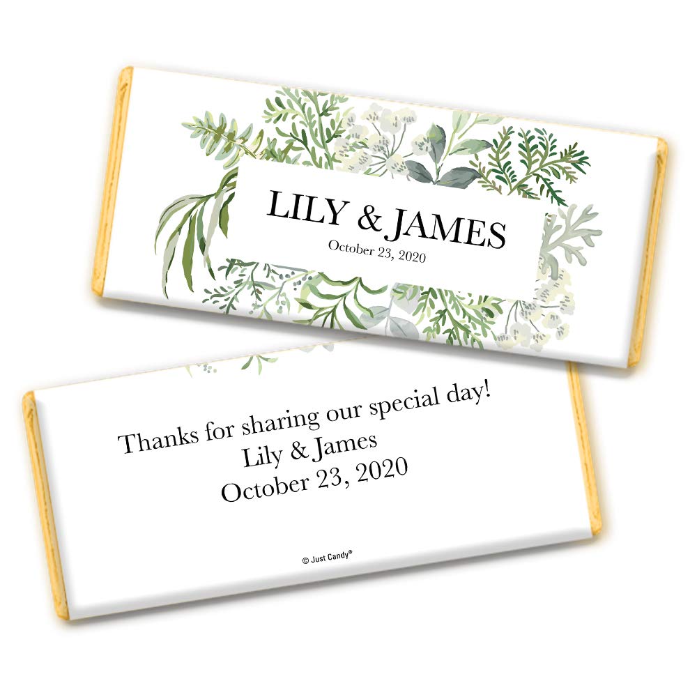 Personalized Wedding Chocolate Bars with Gold Foil - 36 Custom Candy Favors for Bridal Showers, Receptions & Anniversary Celebrations