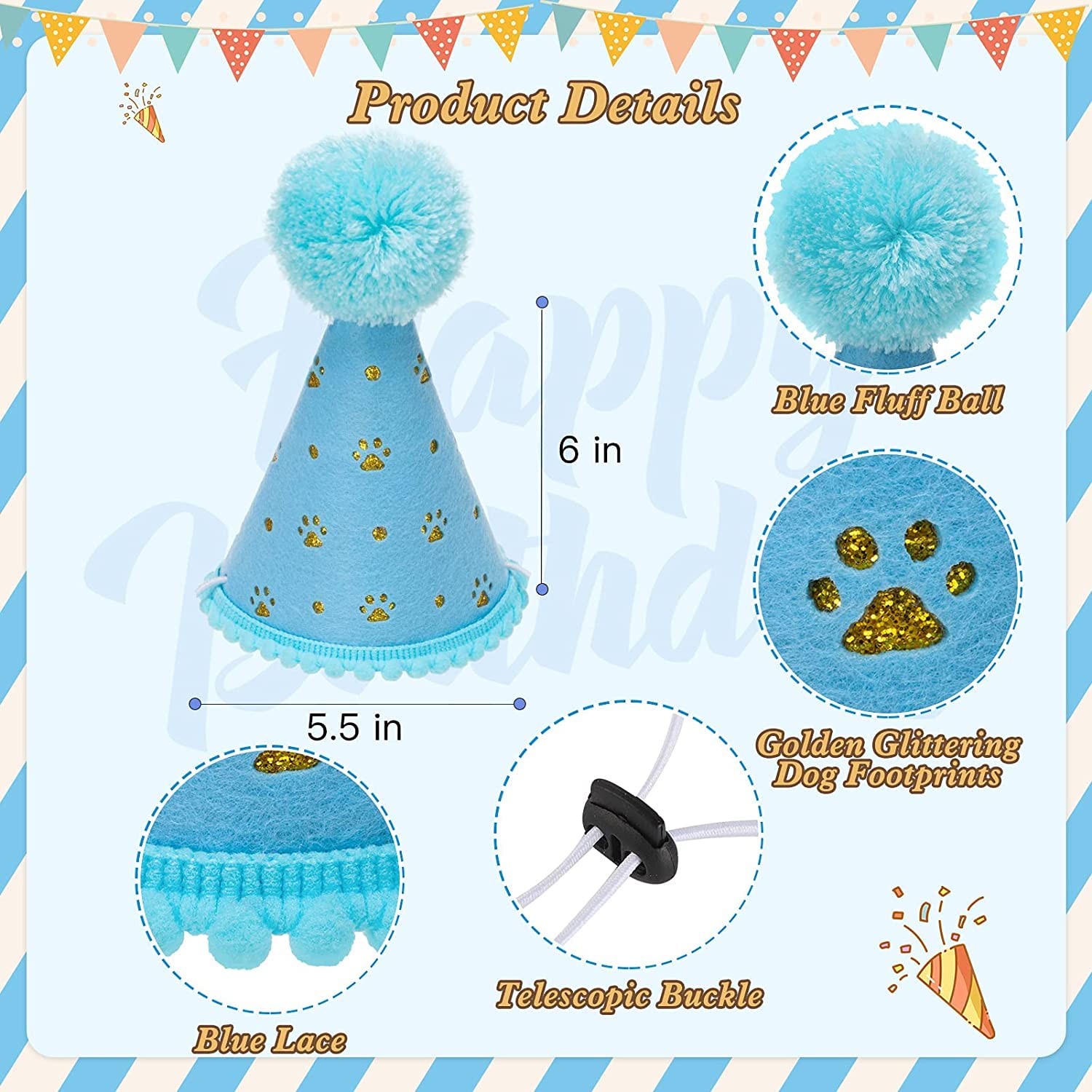Dog Birthday Party Supplies Set - Cute Dog Bandana & Birthday Hat with Age Number, Triangle Scarf for Small & Medium Dogs | Perfect for Birthday Decorations, Pet Celebrations & Photo Shoots