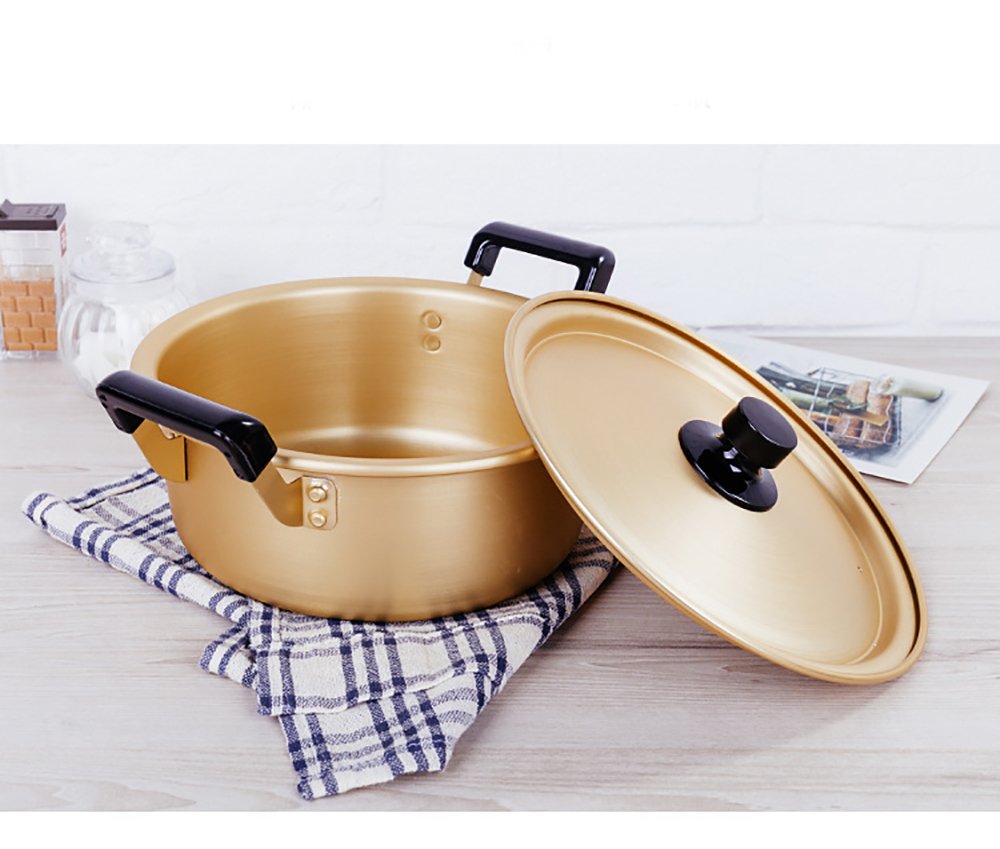 Premium Aluminum Alloy Stock Pot - 2.6 Quart Instant Noodle & Korean Soup Cooking Pot for Ramen, Stews, and Hot Pot - Durable Kitchen Cookware for Home & Restaurant Use