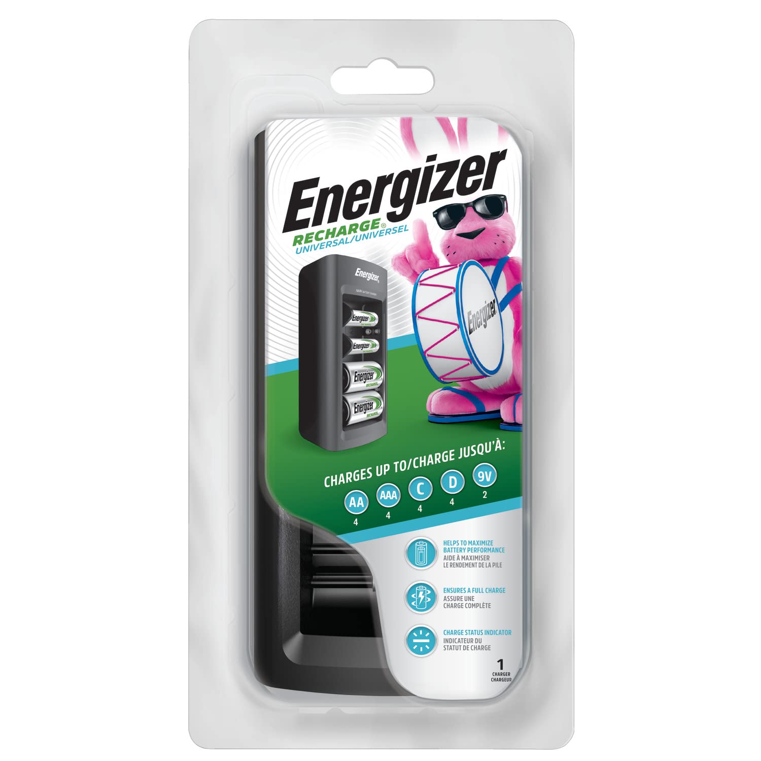 Energizer Rechargeable Battery Charger for C, D, AA, AAA & 9V Batteries - Fast Charging for Home, Office & Emergency Power Supply