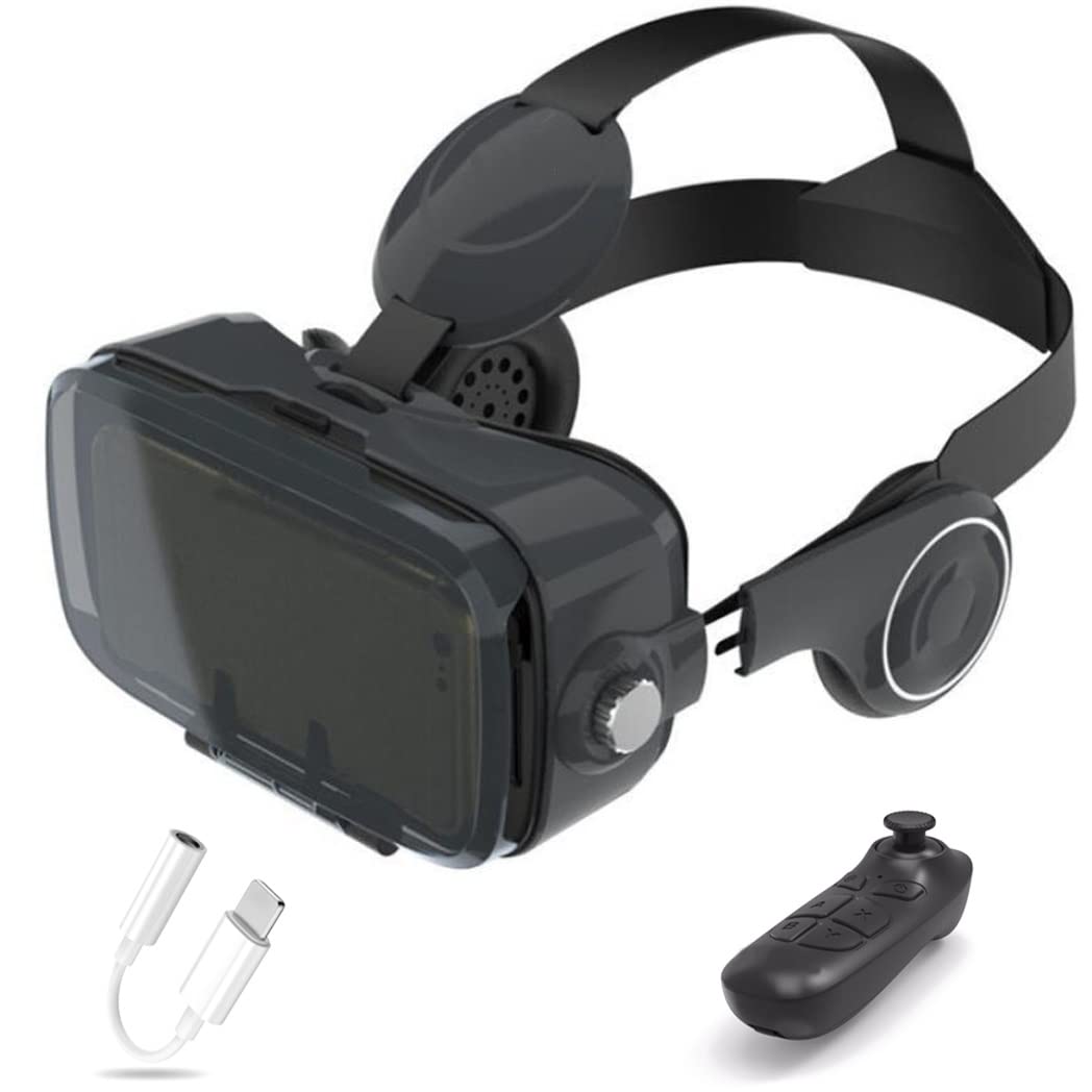 3D VR Headset with Bluetooth Controller - Compatible with iPhone 13 Pro Max/13 Pro/13/12/11, Samsung Galaxy S21, Huawei & Xiaomi Series - Immersive Virtual Reality Gaming & Movie Experience for Home Entertainment