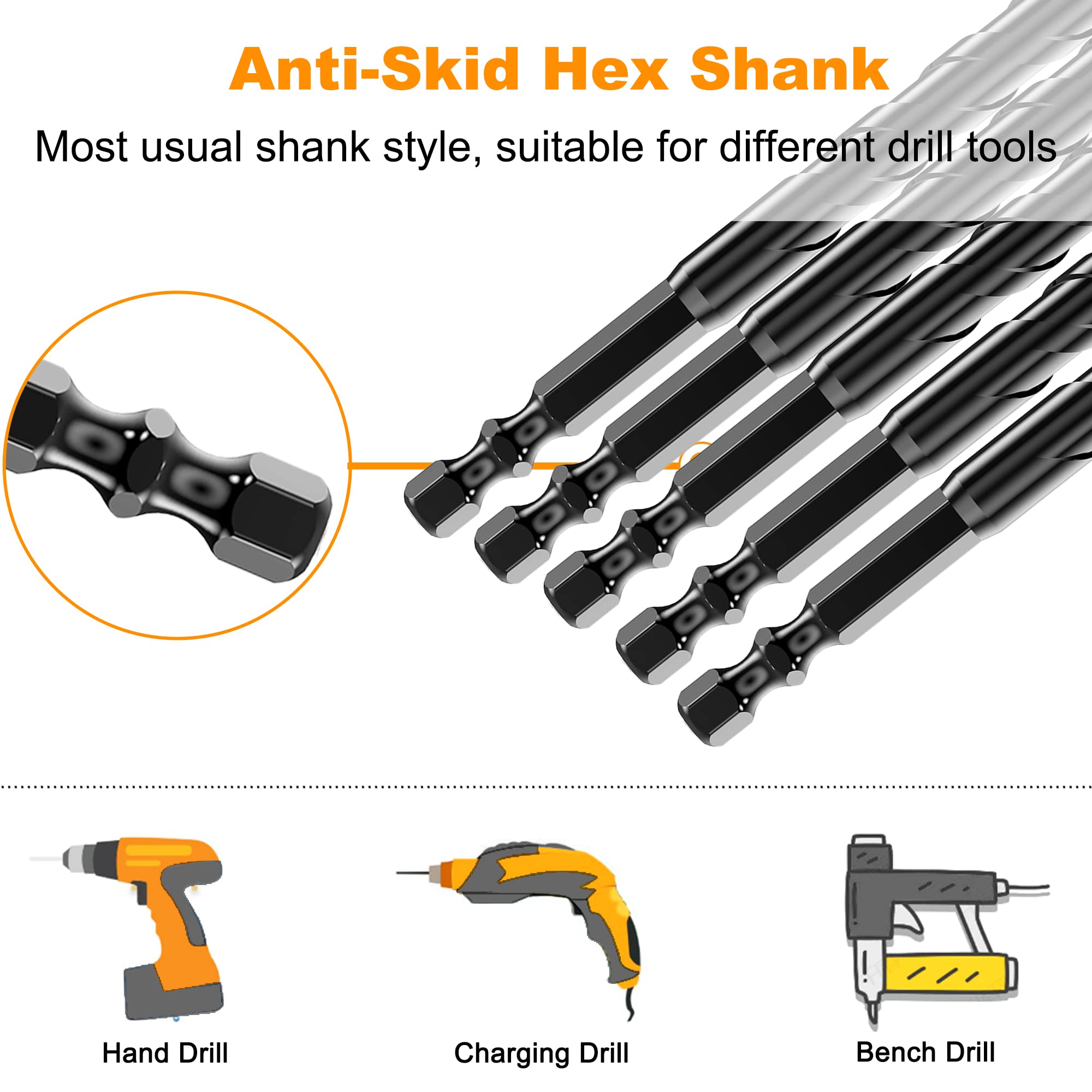 TITGGI 10-Piece Masonry Drill Bit Set - Carbide Tip Concrete Drill Bits for Brick, Tile, Cement & Glass (3/16