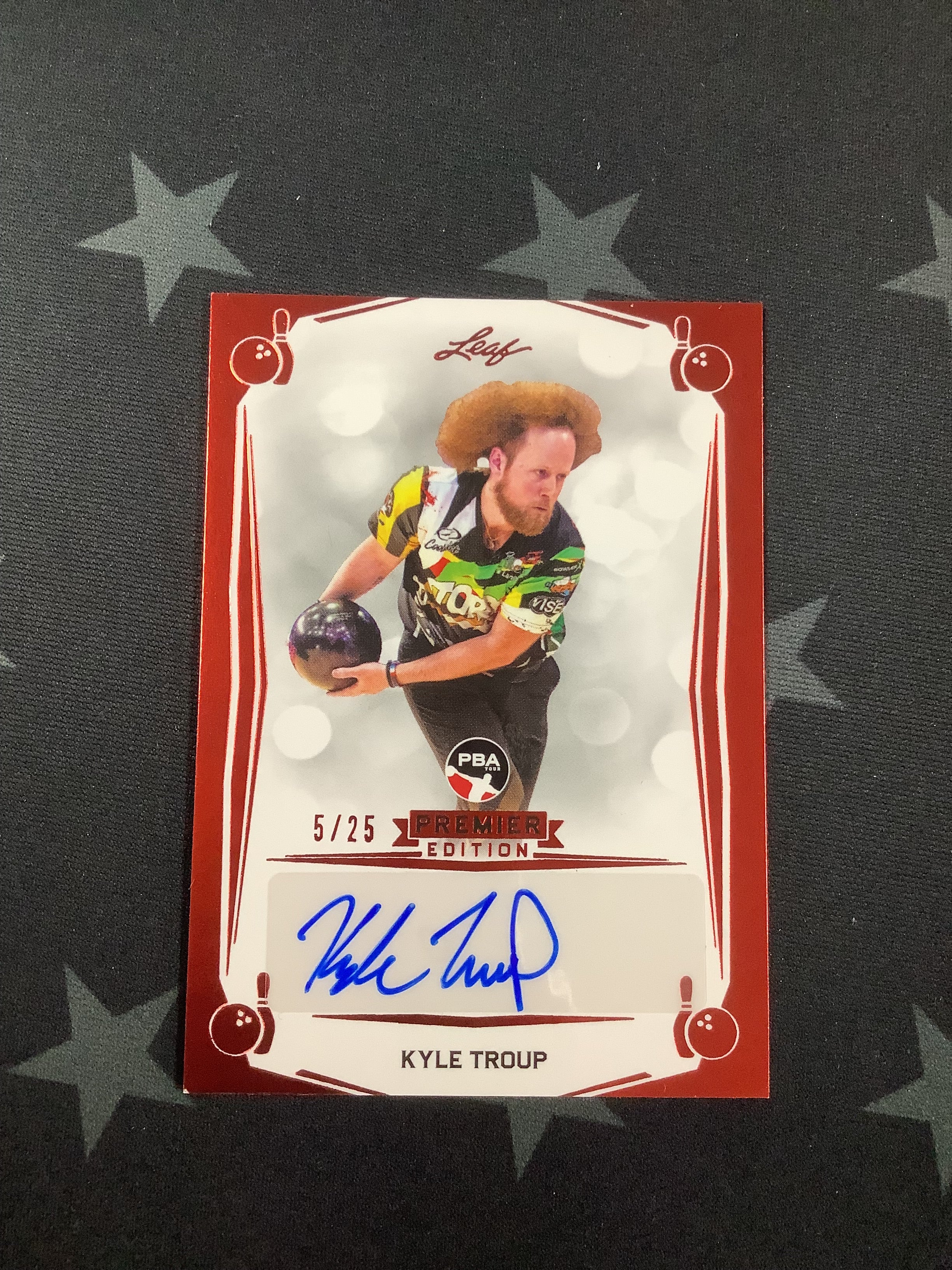 2023 LEAF PREMIER EDITION PBA KYLE TROUP RED AUTO #5/25 - Rare Collectible Trading Card for Sports Memorabilia Enthusiasts - Perfect for Display, Investment & Gifting