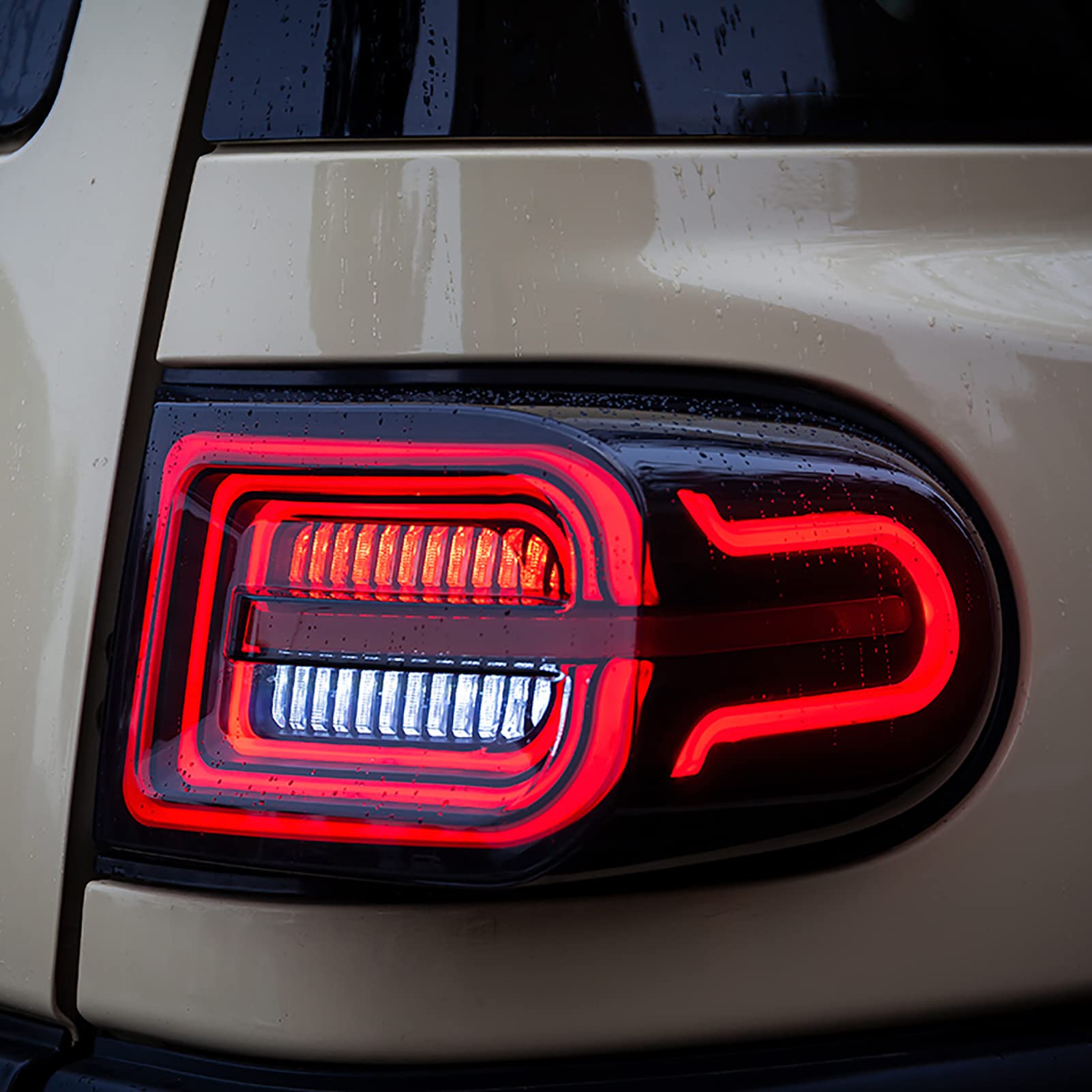 2007-2017 Toyota FJ Cruiser LED Tail Lights with DRL & Sequential Turn Signal - Black Rear Lamp Assembly with Start-up Animation | Auto Accessories for Off-Road & Urban Driving