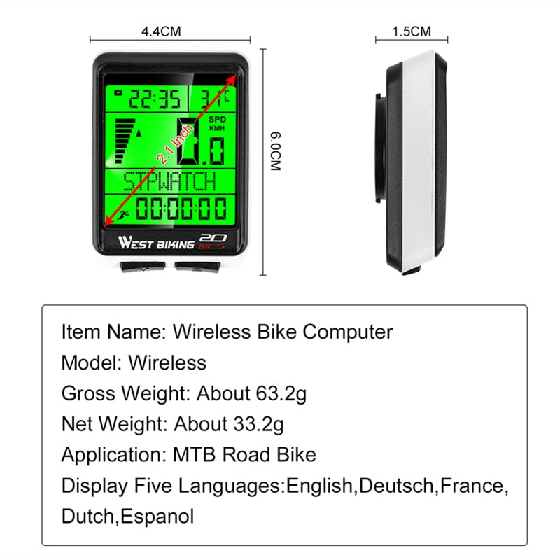 Wireless Bike Computer for MTB & Road Bikes - Waterproof Cycling Speedometer with Odometer, Stopwatch & Multifunction Display | Perfect for Commuting, Training & Outdoor Adventures