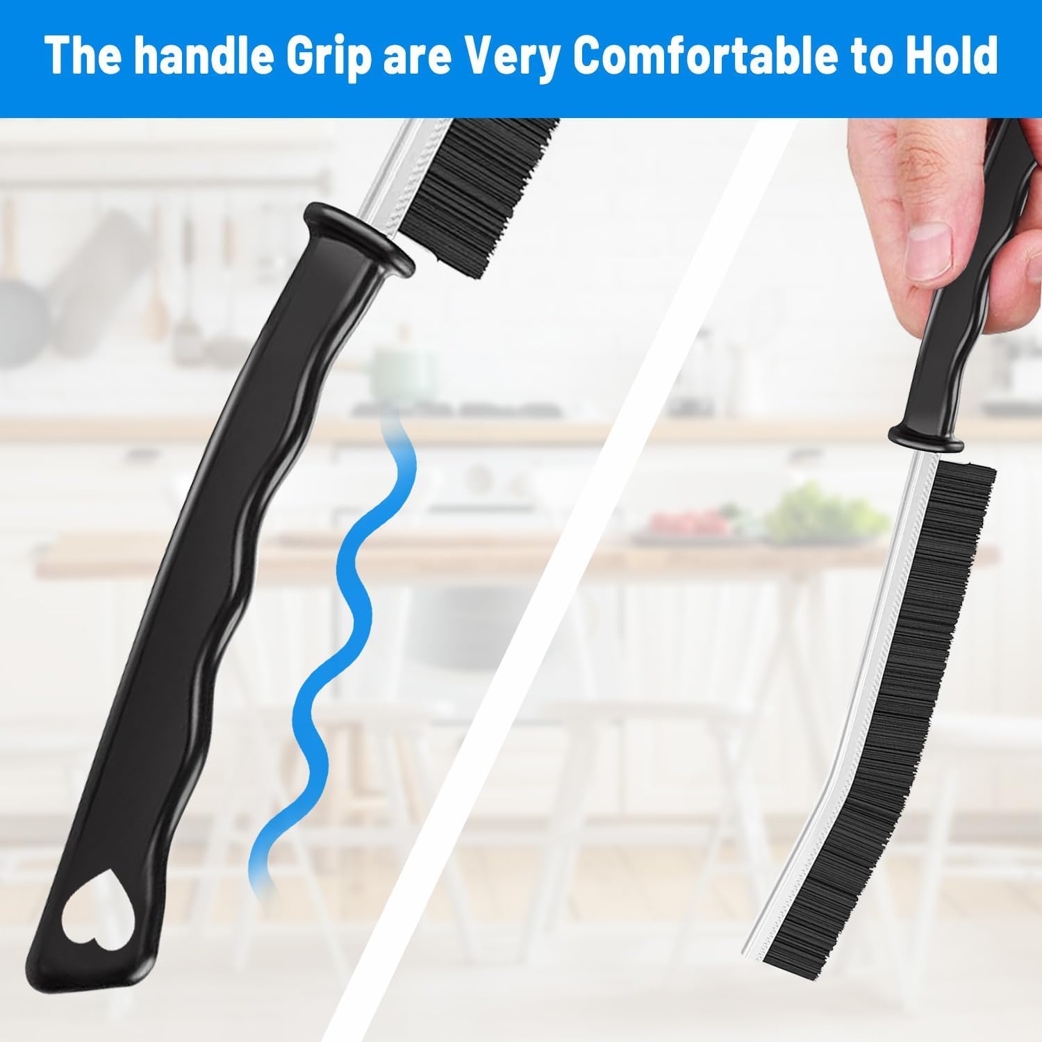 Nestling 3-Piece Hard Bristle Crevice Cleaning Brush Set - Deep Cleaning for Kitchen, Bathroom, Windows, Tiles & Hard-to-Reach Areas | Perfect for Shower Grout, Door Gaps & Appliance Cleaning