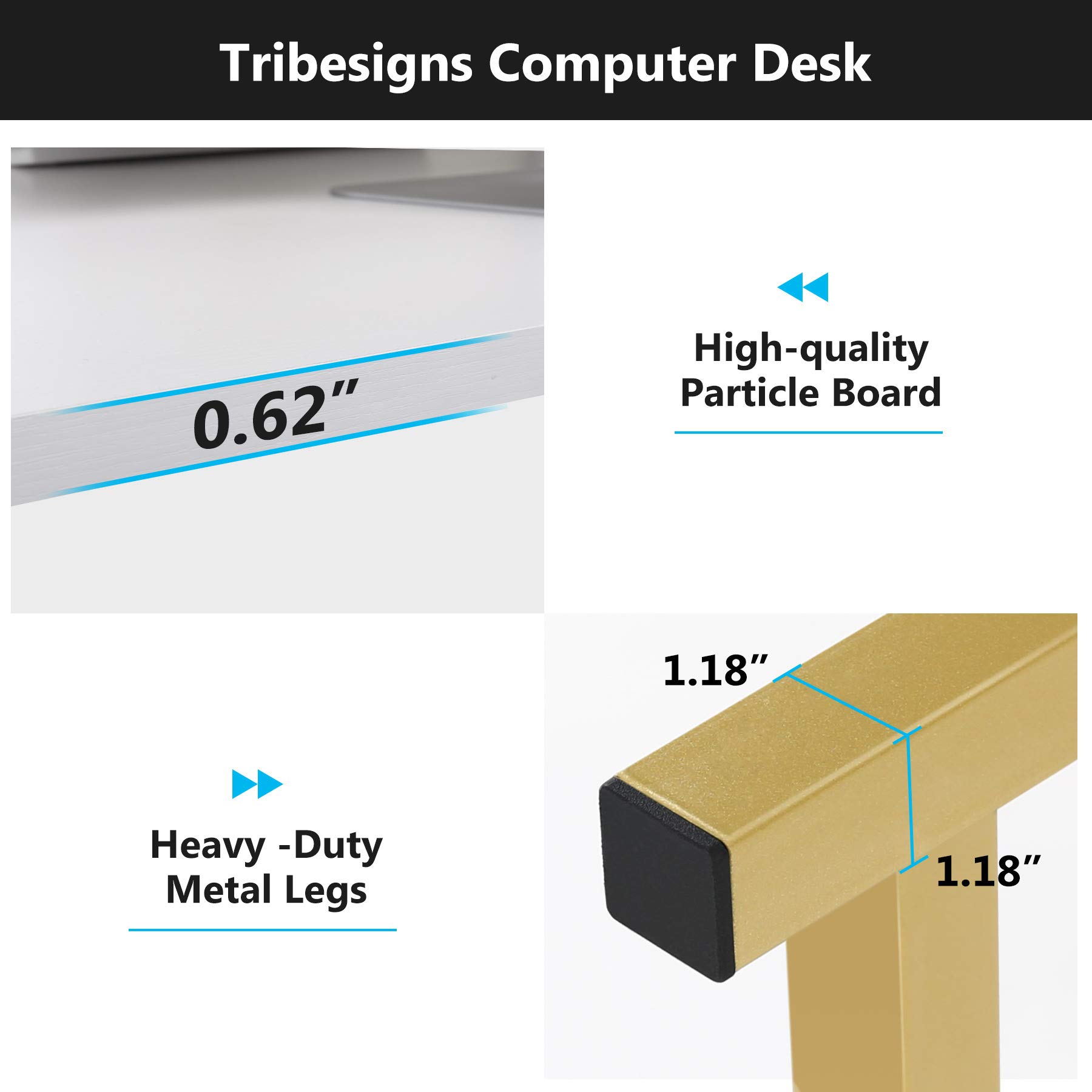 Tribesigns 47 Inch Modern Computer Desk with Hutch and Bookshelf - Home Office Writing Study Desk, Sturdy Workstation for Small Spaces (White) - Perfect for Remote Work, Online Classes & Home Office Setup