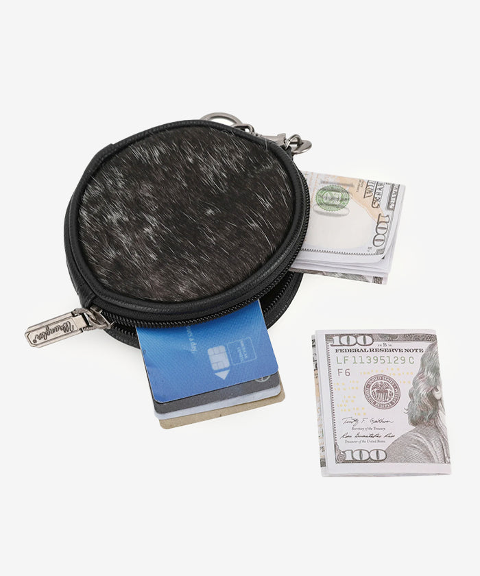 Wrangler Genuine Cowhide Hair-On Coin Purse - Stylish Leather Wallet for Women & Men - Perfect for Travel, Shopping, and Everyday Use