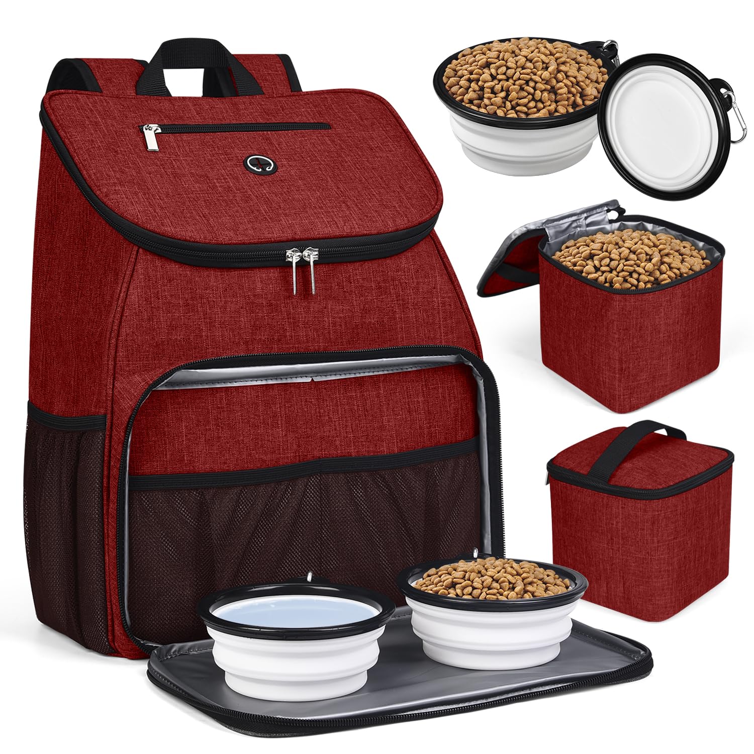 BAGLHER Airline Approved Dog Travel Backpack - Pet Carrier with 2 Collapsible Bowls & Food Containers for Small to Medium Dogs - Perfect for Air Travel, Hiking, and Outdoor Adventures