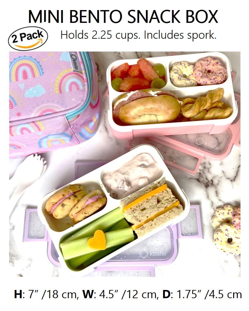 **Glitter Snack Containers for Kids - 3-Compartment Mini Bento Lunch Box Set of 2, Leakproof Toddler Food Storage for School & Daycare - Pink & Purple Sparkle Design (Perfect for Snacks, Lunches & On-the-Go Meals)**