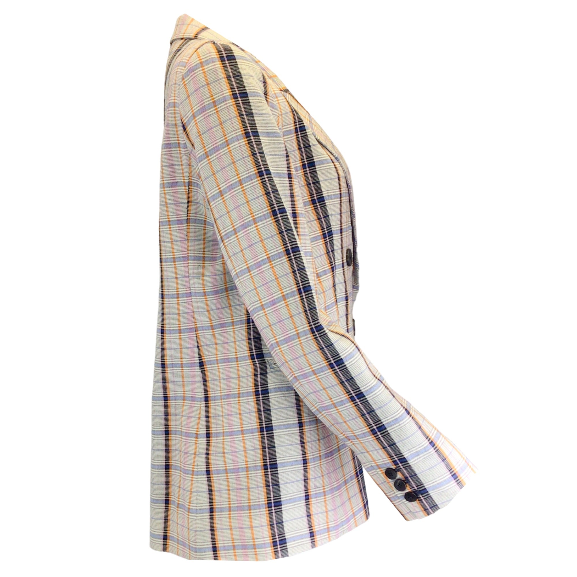 Michelle Waugh Women's Multicolor Plaid Wool Blazer Jacket - Elegant Office Wear & Business Casual Outfit for Professional Women