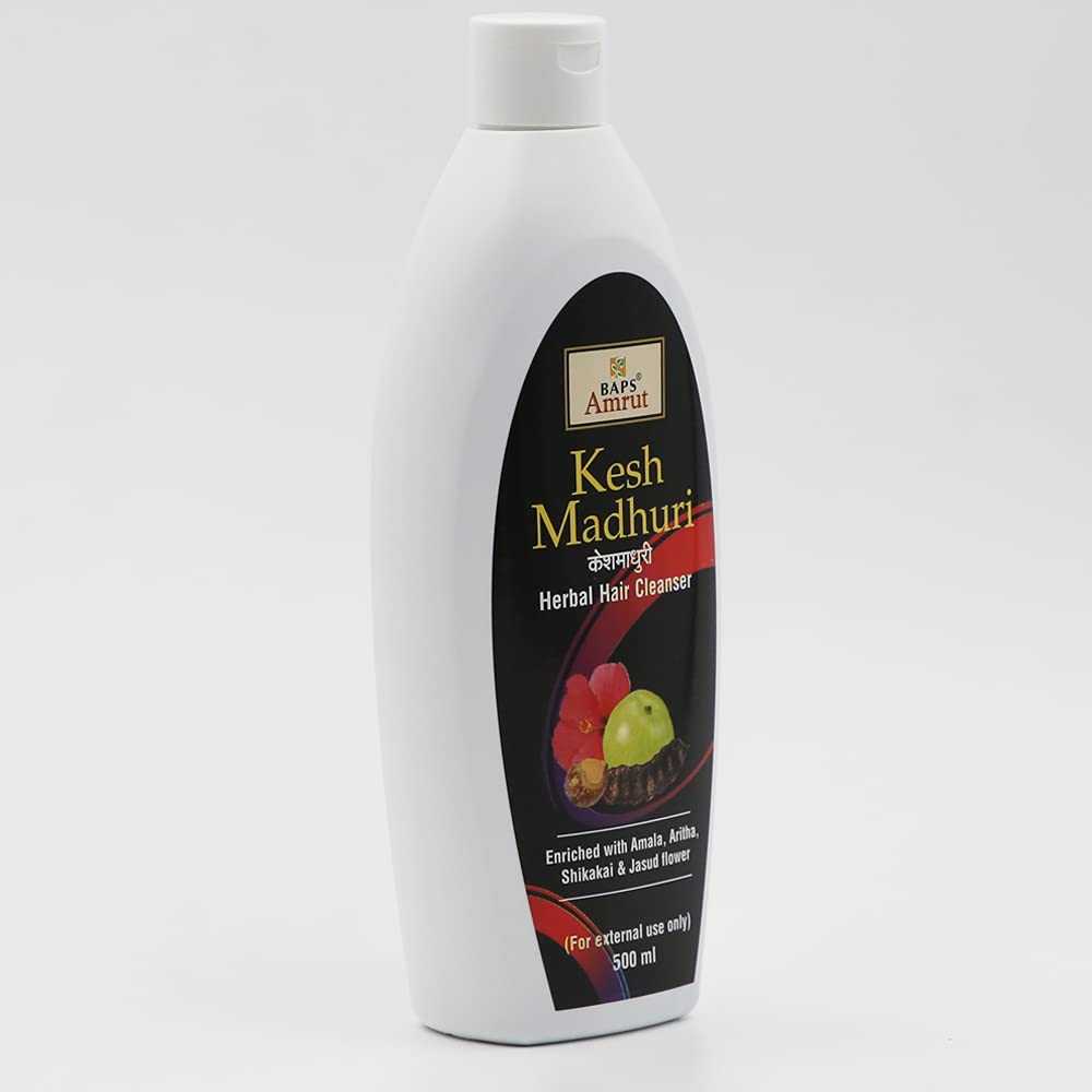BAPS Amrut Kesh Madhuri Herbal Shampoo - 500ml for Hair Growth & Scalp Care | Natural Ayurvedic Formula for Shiny, Healthy Hair | Perfect for Daily Use & Hair Treatment