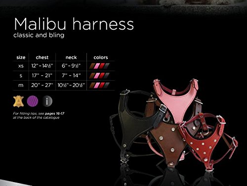 **Angel Malibu Small Red Bling 100% Genuine Top Grain Leather Dog Harness - Adjustable Side Release Buckle, Size SM for Dogs 15-25 lbs - Perfect for Walking, Training & Fashion Outings**