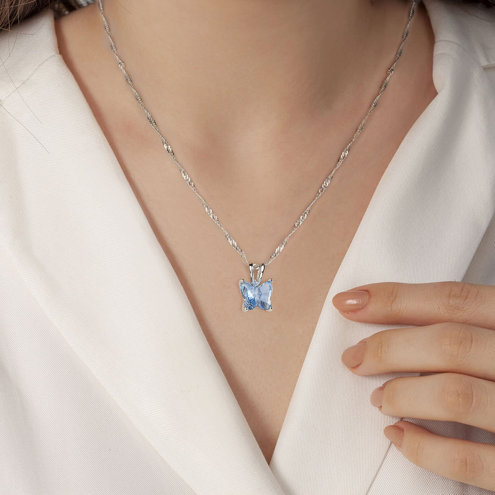 12 Month Birthstone Butterfly Necklace - Horoscope Crystal Choker with Premium Pendant Charm for Women & Girls (16+2 Inches) | Perfect Gift for Birthdays, Anniversaries & Special Occasions