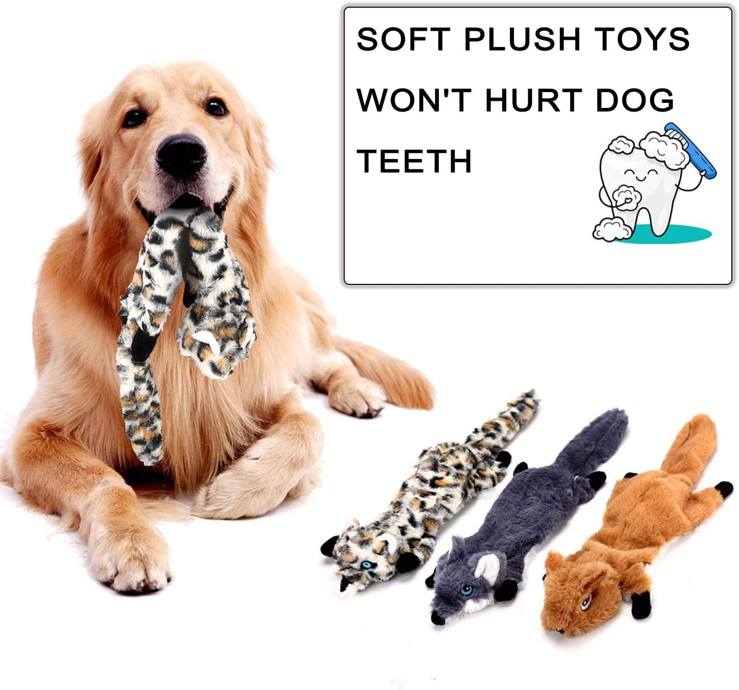 **Newthinking No Stuffing Dog Toys - 5 Pack Squeaky, Indestructible Soft Plush Chew Toys for Small, Medium & Large Dogs - Perfect for Playtime, Training & Anxiety Relief**