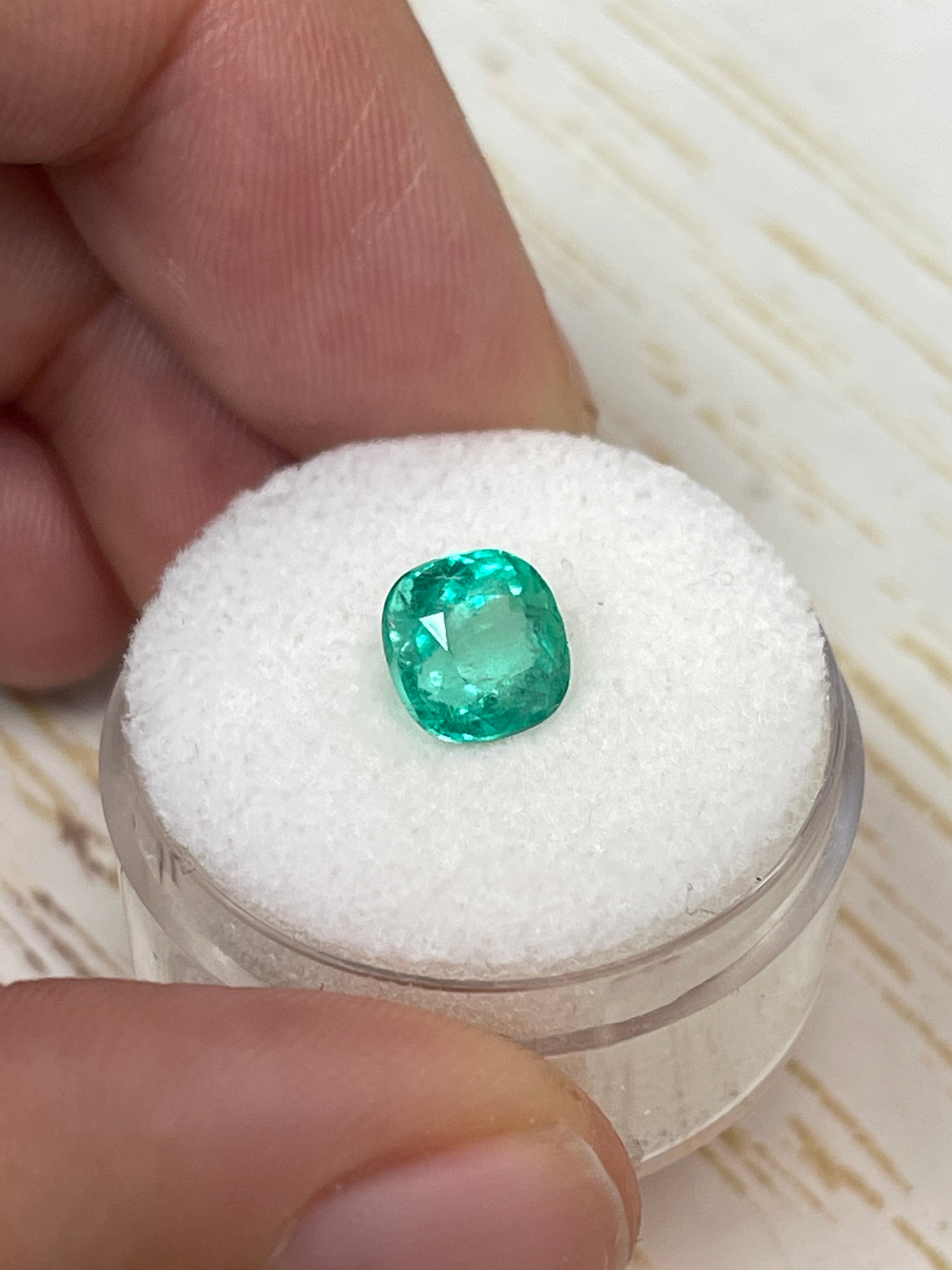 2.11 Carat Medium Green Natural Loose Colombian Emerald Cushion Cut 7.4x7.2mm - Perfect for Engagement Rings, Fine Jewelry & Collector's Gemstones