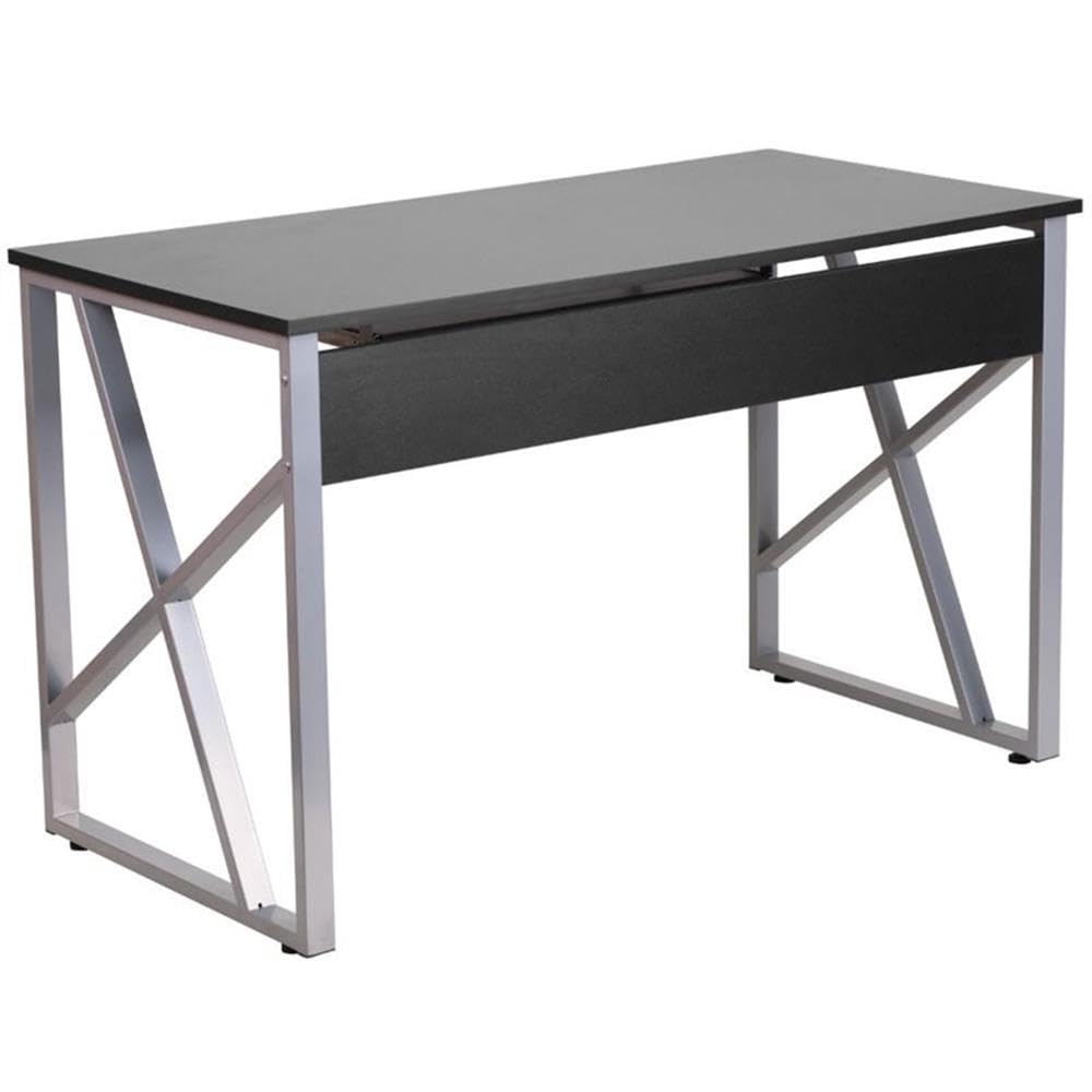 BOWERY HILL Modern Black Laminate Computer Desk - Home Office Desk with Durable Finish for Work & Study | Perfect for Small Spaces & Remote Work Setup
