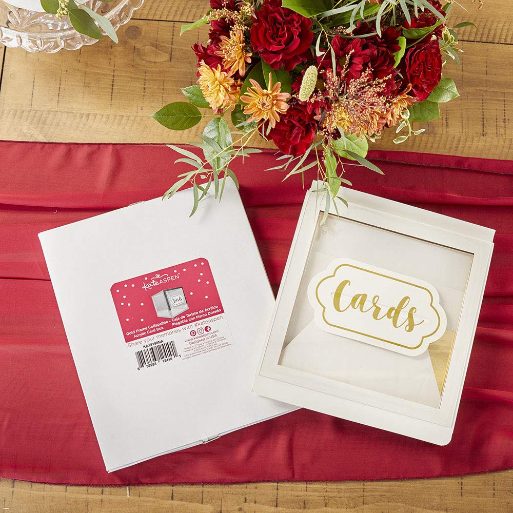Kate Aspen Gold Frame Collapsible Acrylic Money Gift Card Holder Box - Elegant Present for Weddings, Birthdays & Graduations - Perfect for Cash, Gift Cards & Jewelry Storage