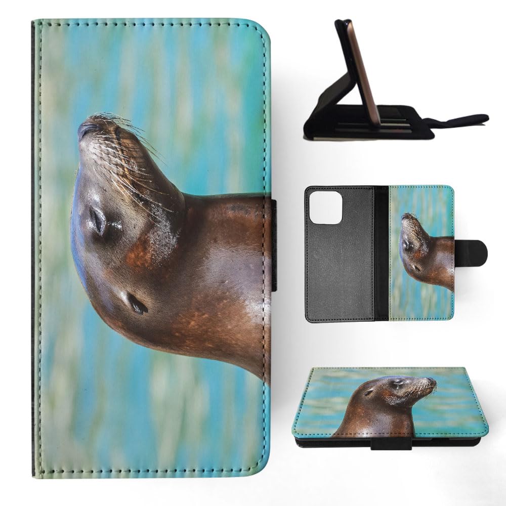 Cute Seal Aquatic Marine Mammal 2 Flip Wallet Phone Case for Apple iPhone 15 Pro Max - Stylish Protective Cover for Everyday Use & Travel