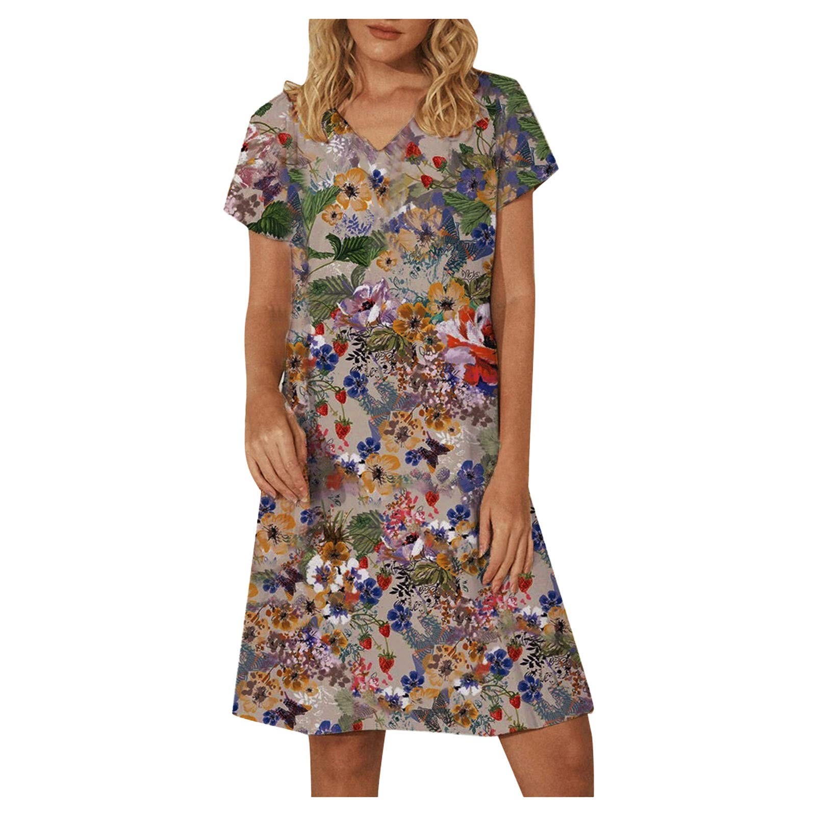 Elegant Women's V-Neck Floral Print Short Sleeve Maxi Dress - Perfect for Weddings, Beach Holidays & Casual Daily Wear | Summer Party Guest Outfit