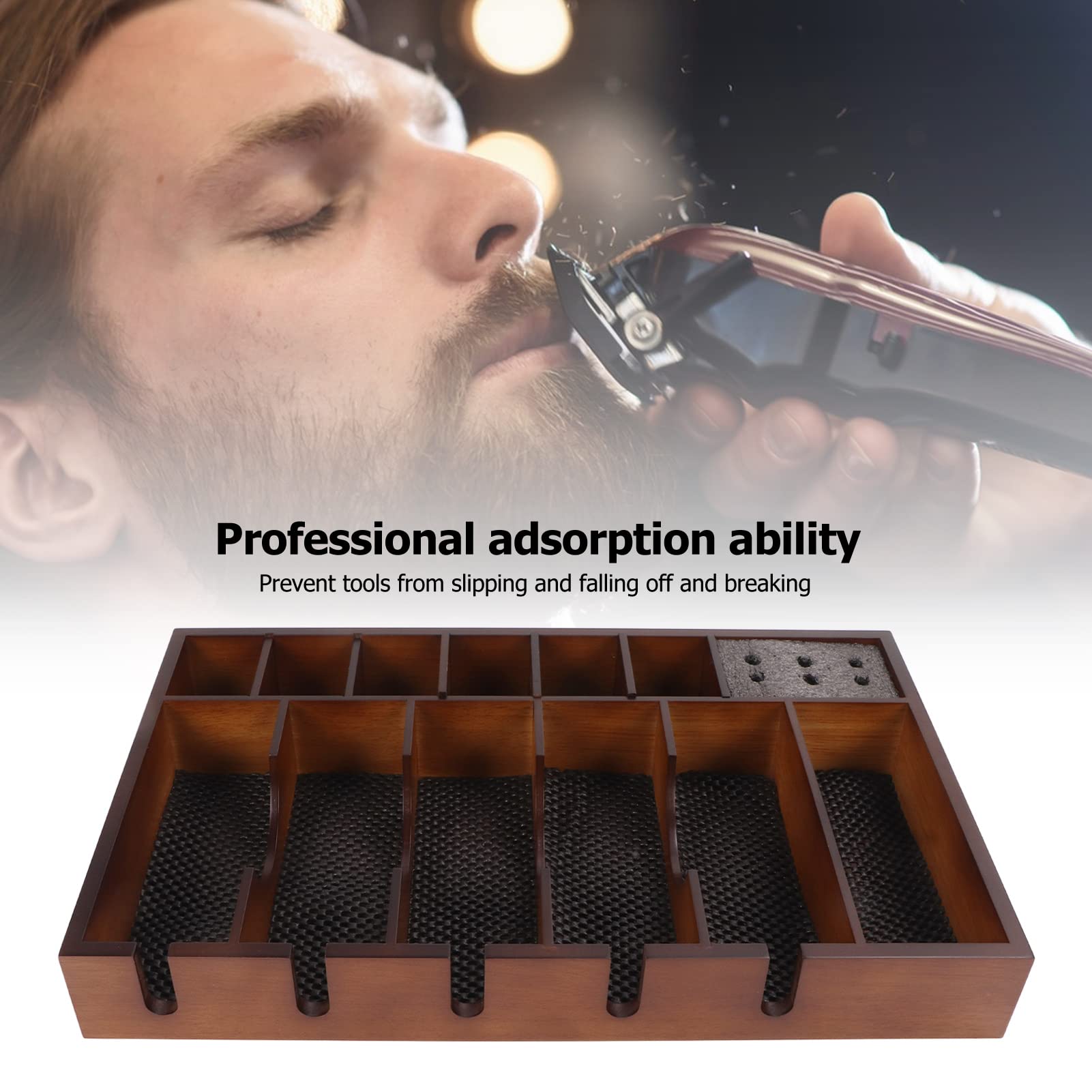 **Dioche Professional Barber Clipper Tray - Large Wooden Hair Clipper Organizer with Non-Slip Base for Salon & Home Use - Perfect for Stylists, Barbers & Personal Grooming**