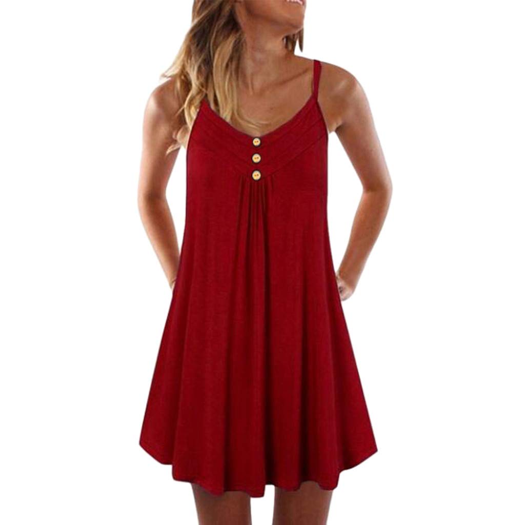 Eduavar Women's Summer Dresses - Spaghetti Strap Sleeveless Flowy Mini Tank Dress for Women & Girls | Beach Vacation, Casual Outing, Party Wear