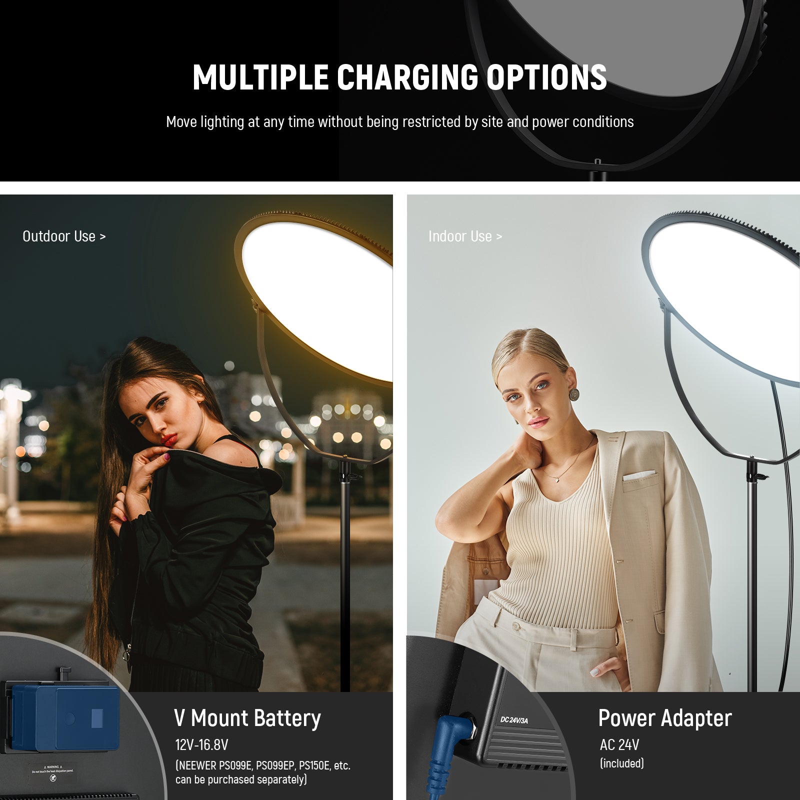 NEEWER GR18C 18 LED Round Panel Video Light with Adjustable Brightness & Color Temperature - Perfect for YouTube, Vlogging, Photography, and Studio Lighting